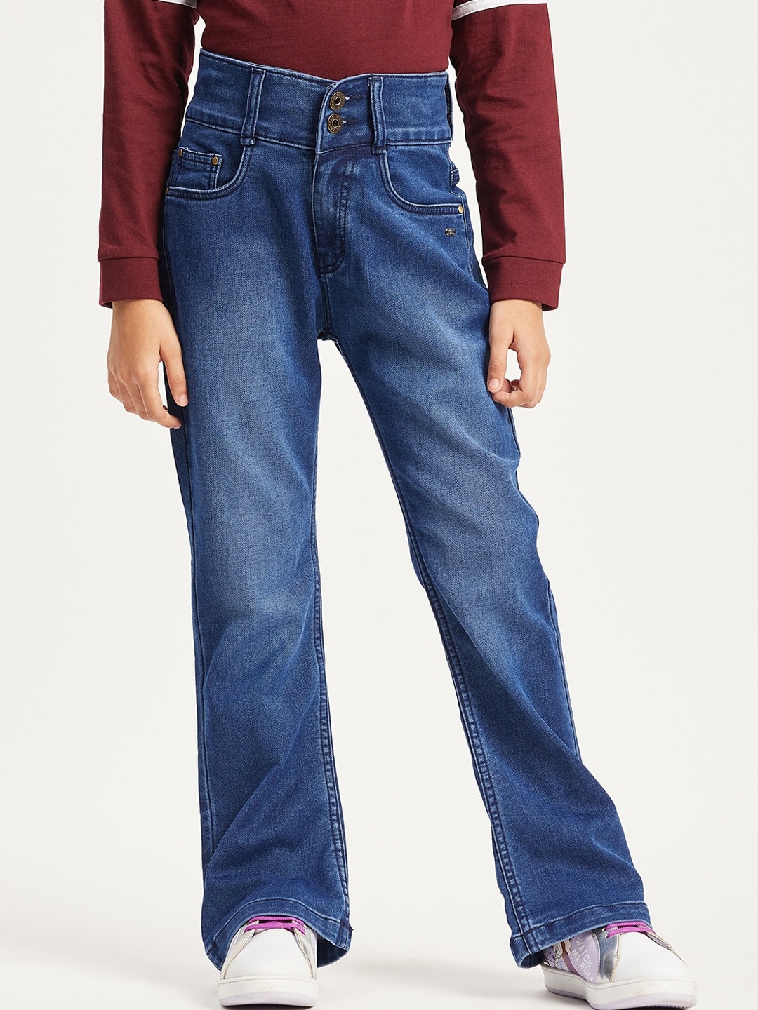 

Purple United Kids Girls Bootcut Light Fade Cotton Jeans, Blue