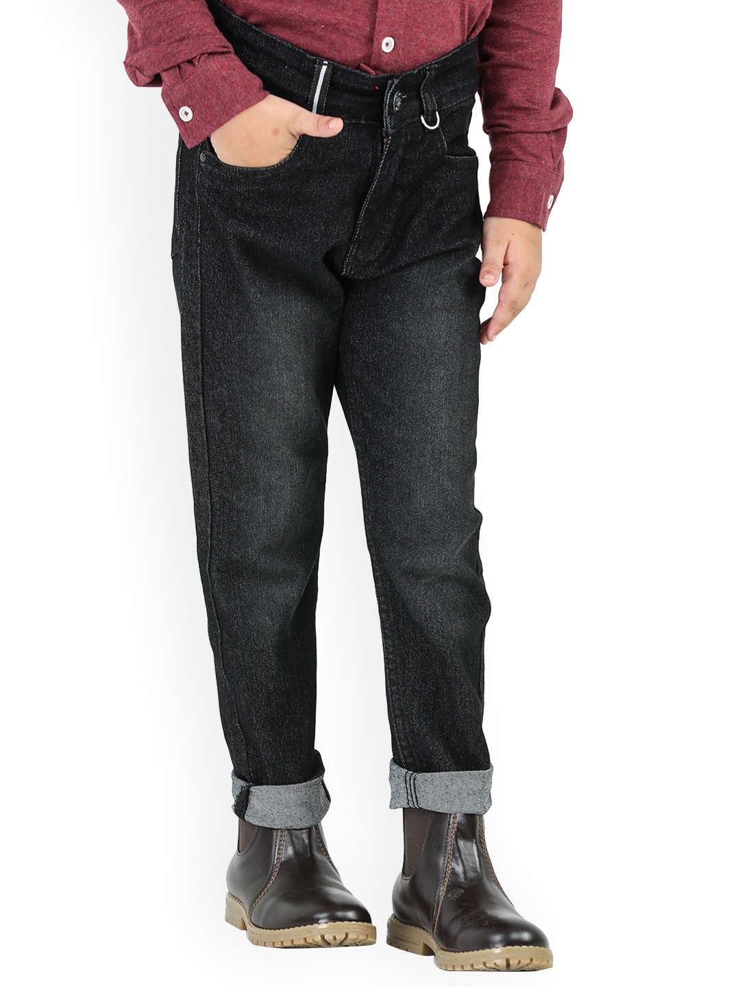 

Purple United Kids Boys Heavy Fade Cotton Jeans, Black