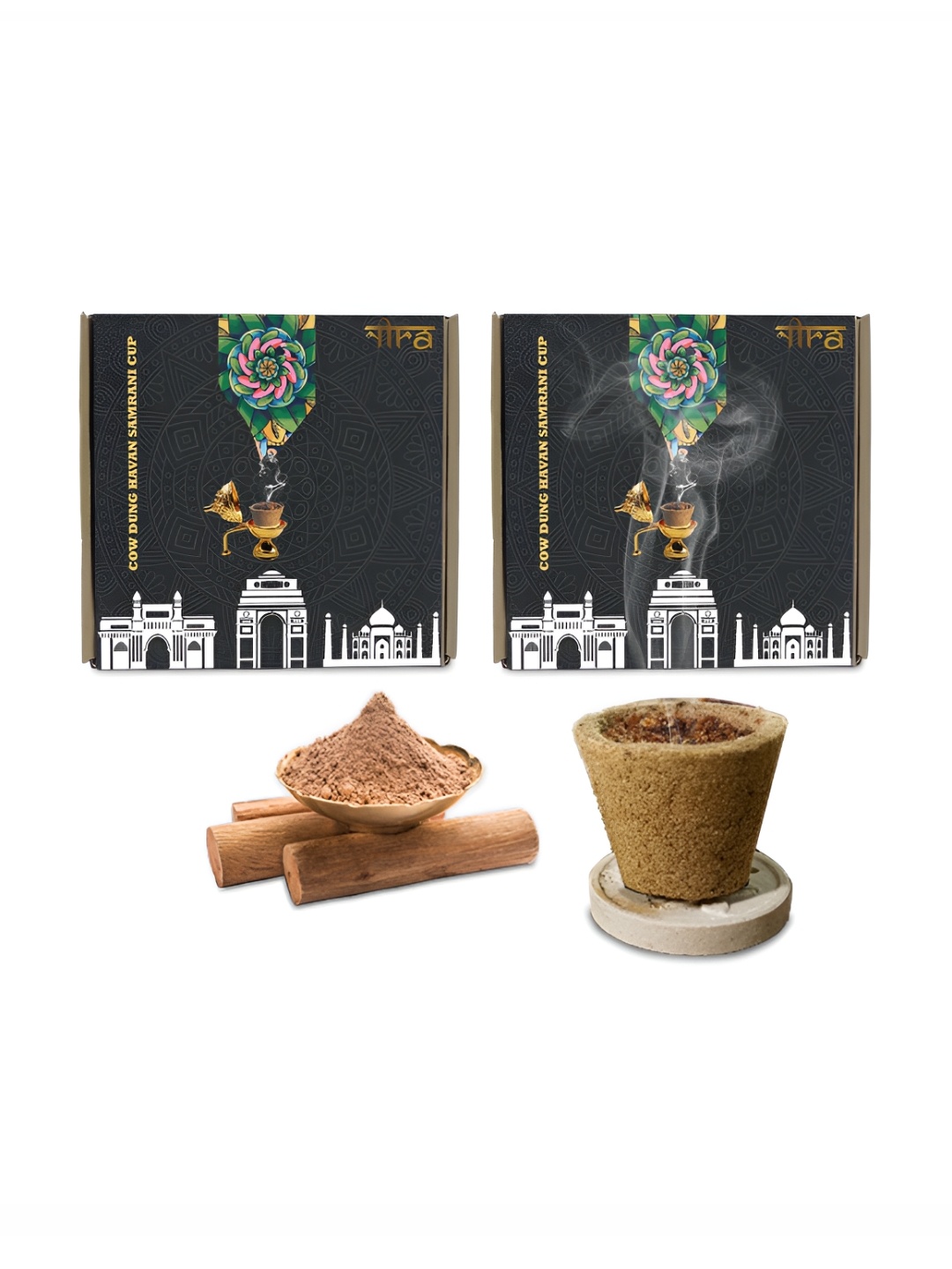 

Nira Fragrances Brown 2 Pieces Pure Cow Dung Sandalwood Sambrani Cup