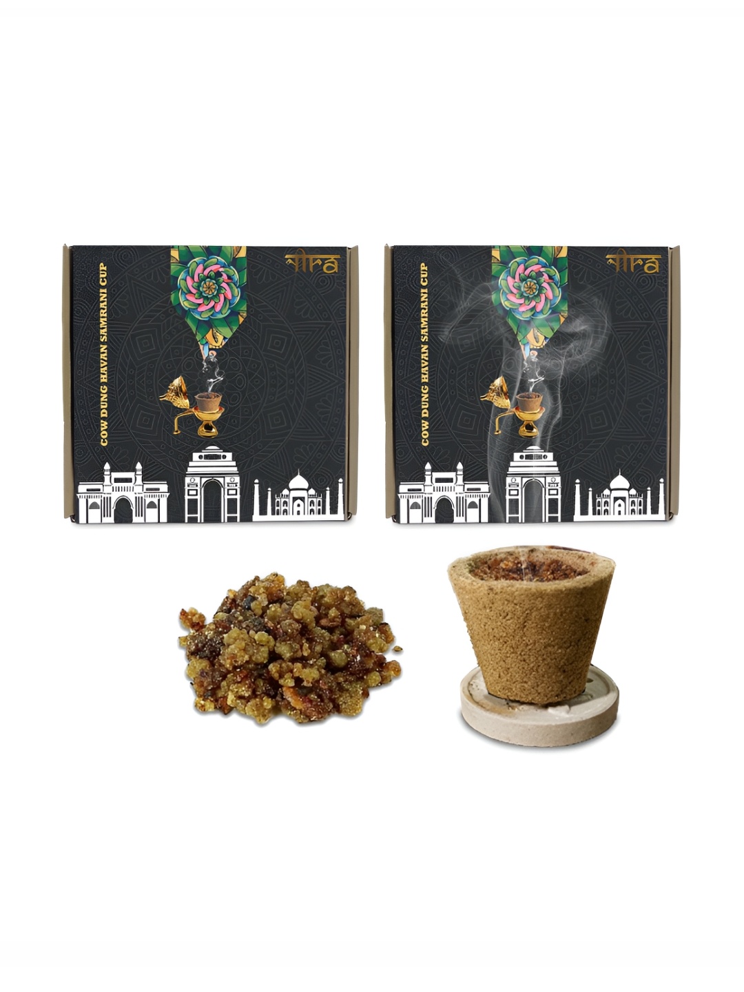 

Nira Fragrances Brown 2 Pieces Pure Cow Dung Guggal Sambrani Cup