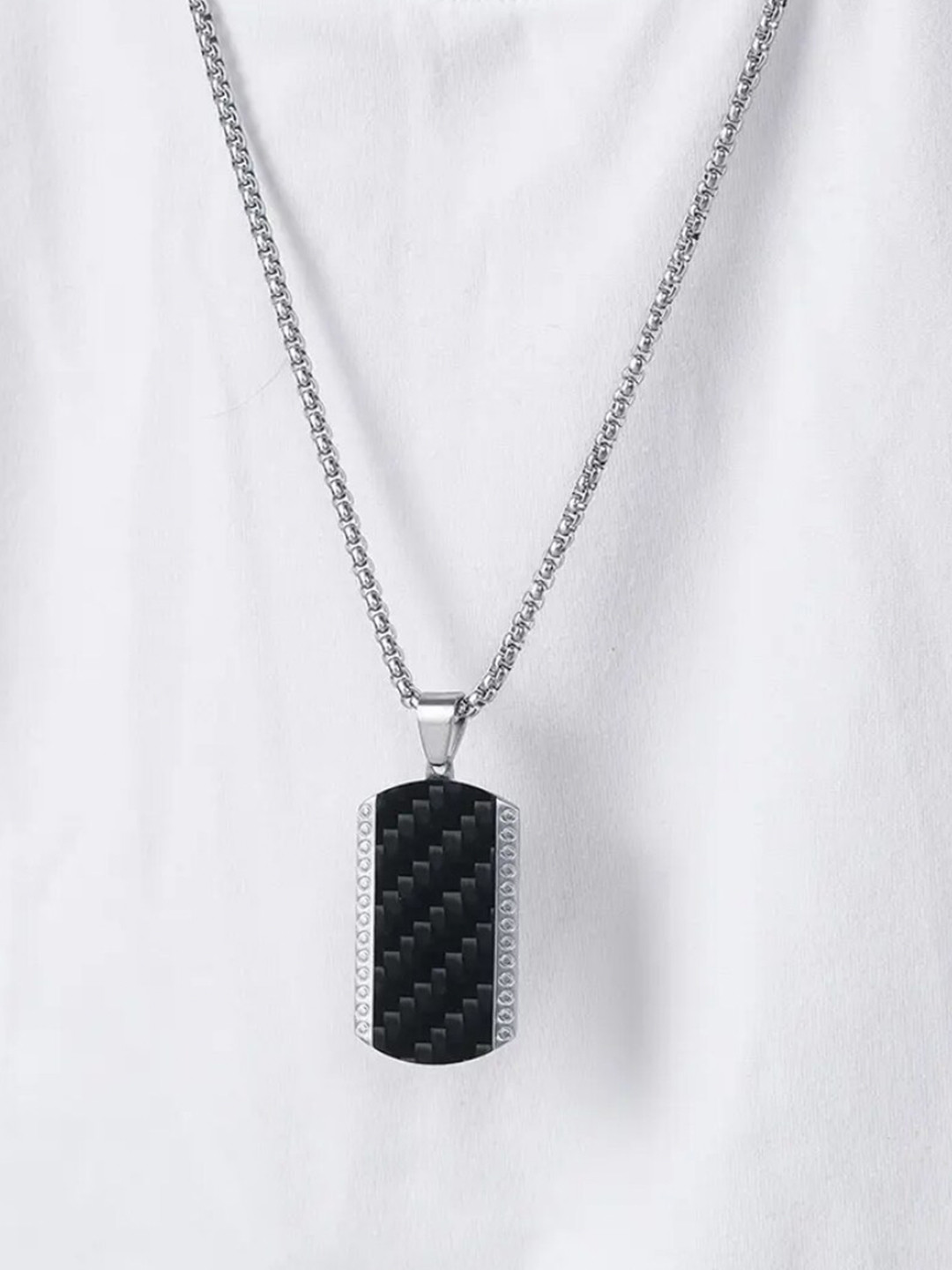 

WROGN Men Stainless Steel Madrid Pendant, Black