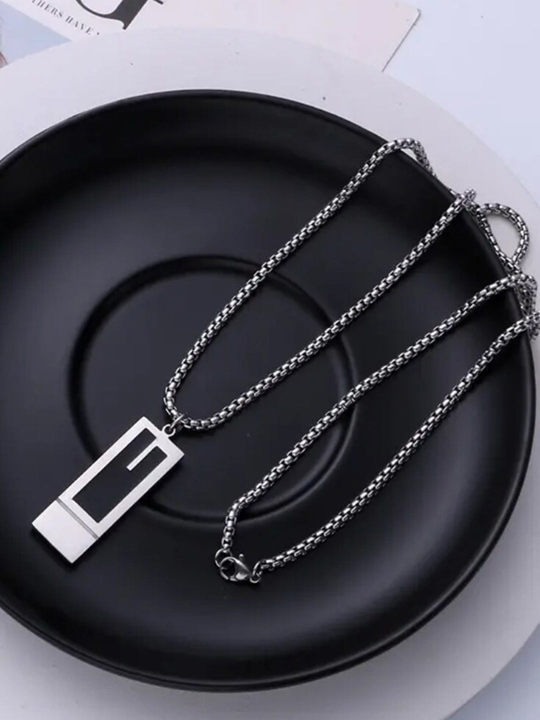 

WROGN Men Silver Plated Stainless Steel Chains with Pendant