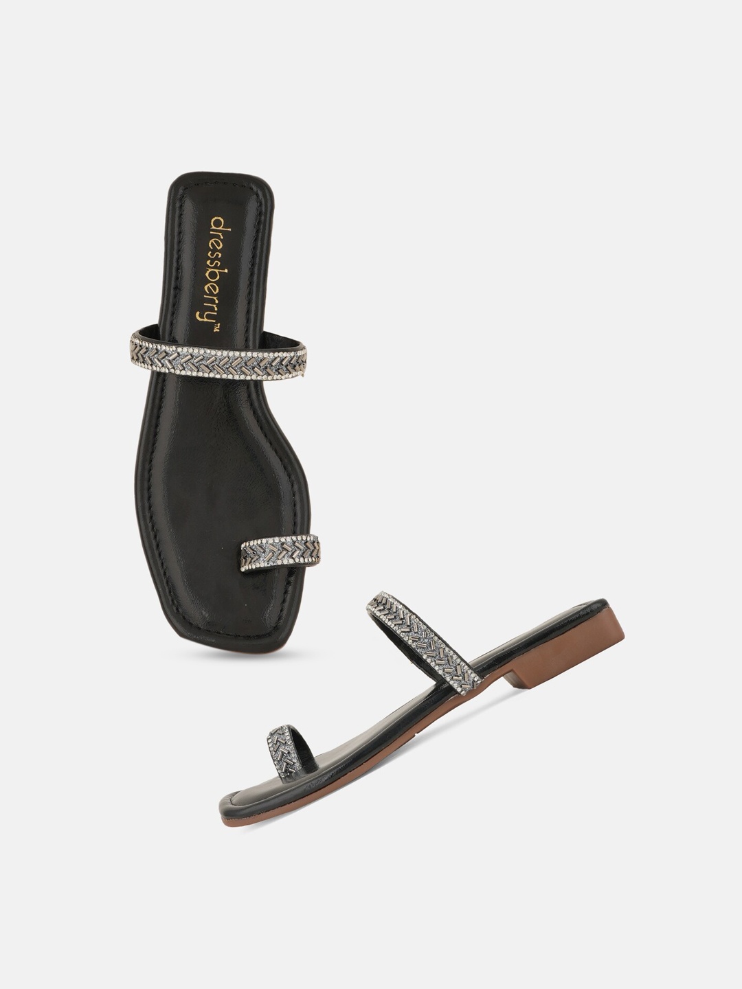 

DressBerry Black Embellished One Toe Flats