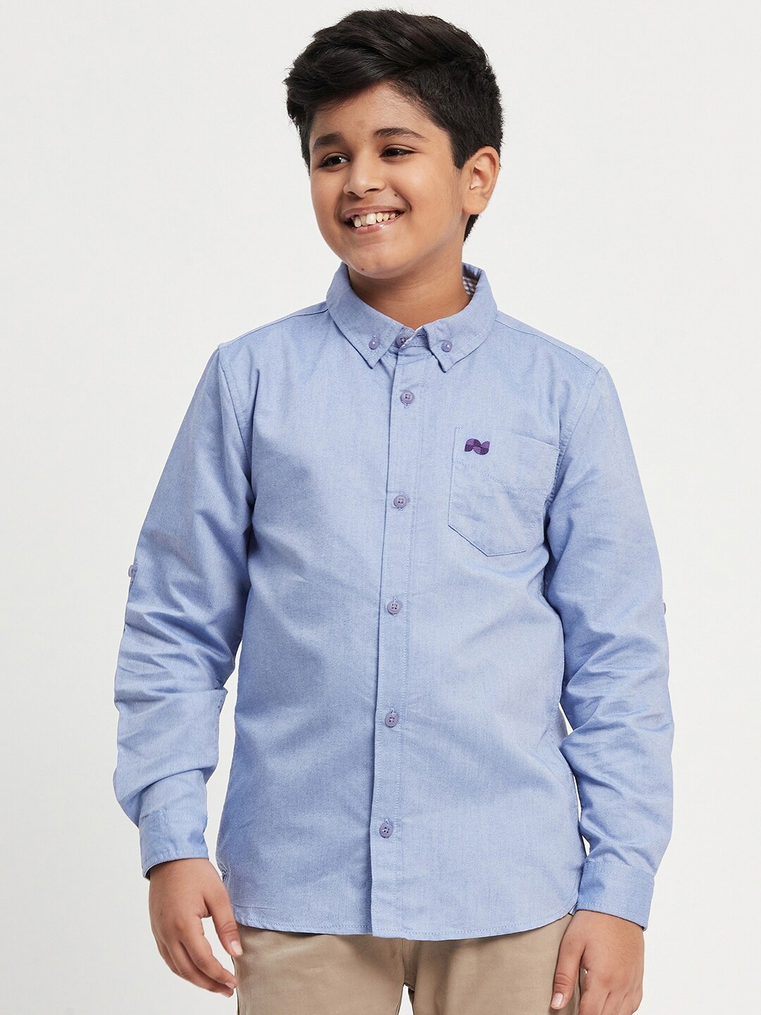 

Purple United Kids Boys Button-Down Collar Cotton Casual Shirt, Navy blue