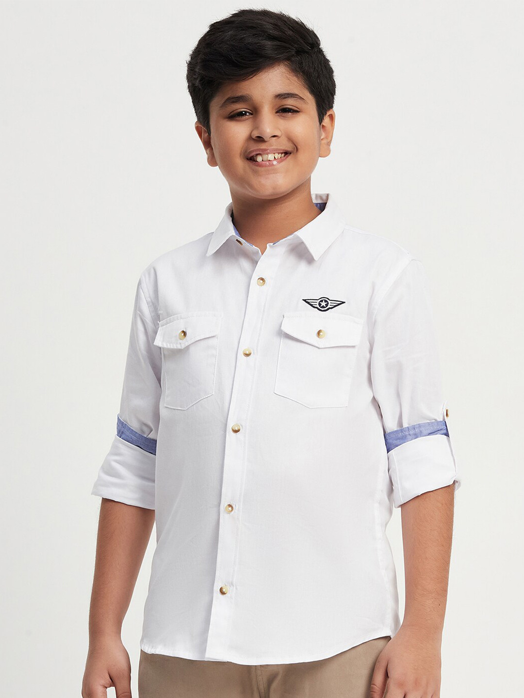 

Purple United Kids Boys Twill Cotton Casual Shirt, White