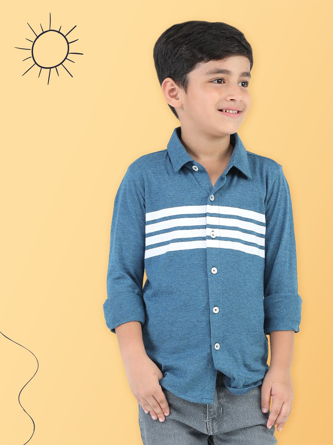 

Purple United Kids Boys Striped Spread Collar Cotton Casual Shirt, Teal