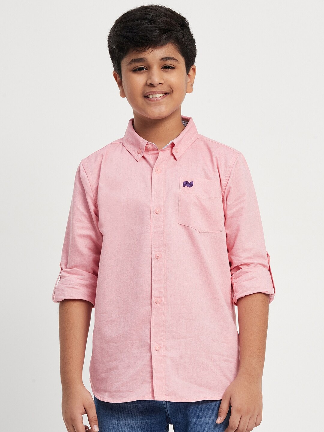 

Purple United Kids Boys Regular Fit Cotton Oxford Casual Shirt, Pink