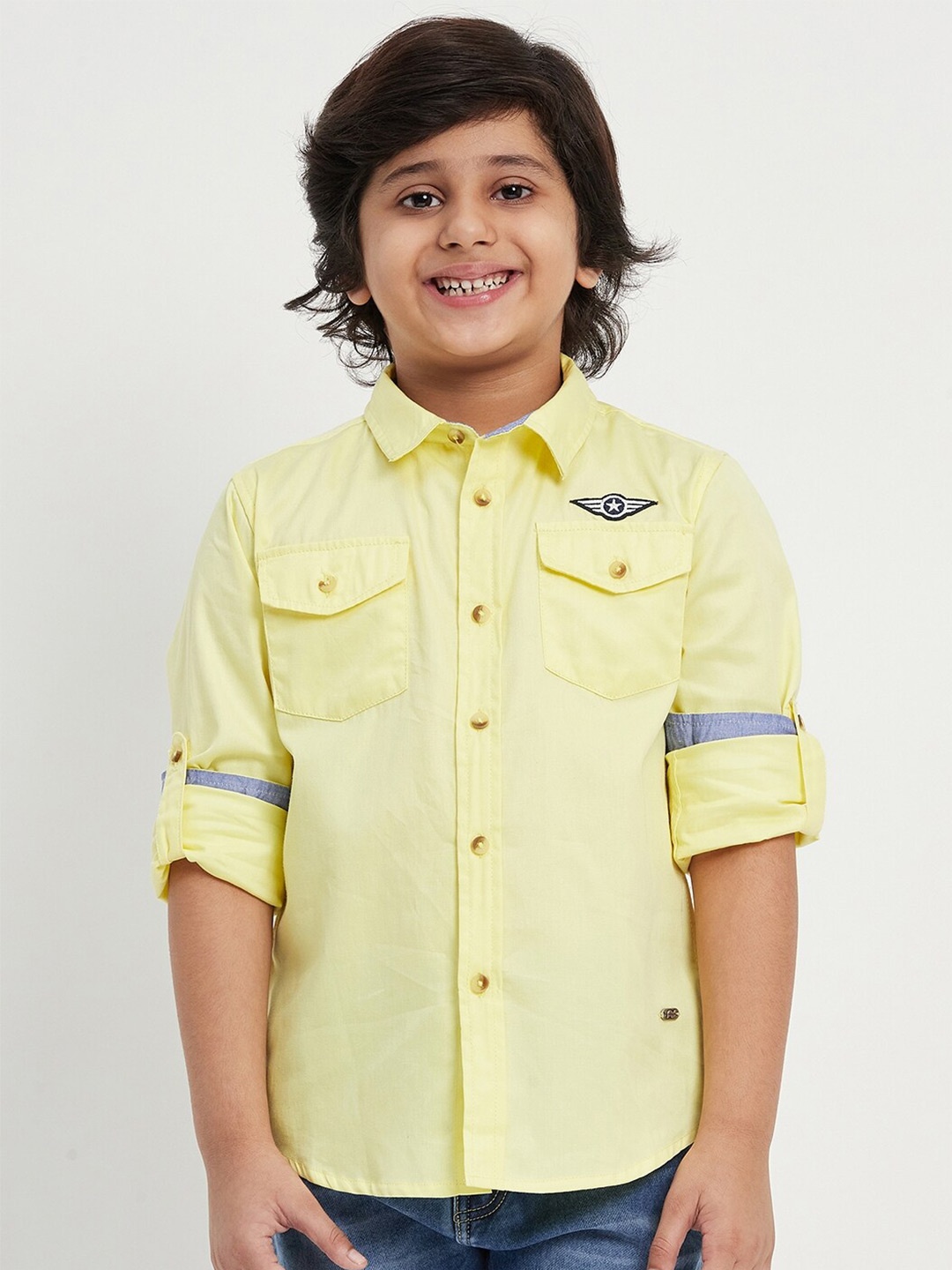 

Purple United Kids Boys Spread Collar Cotton Casual Shirt, Yellow