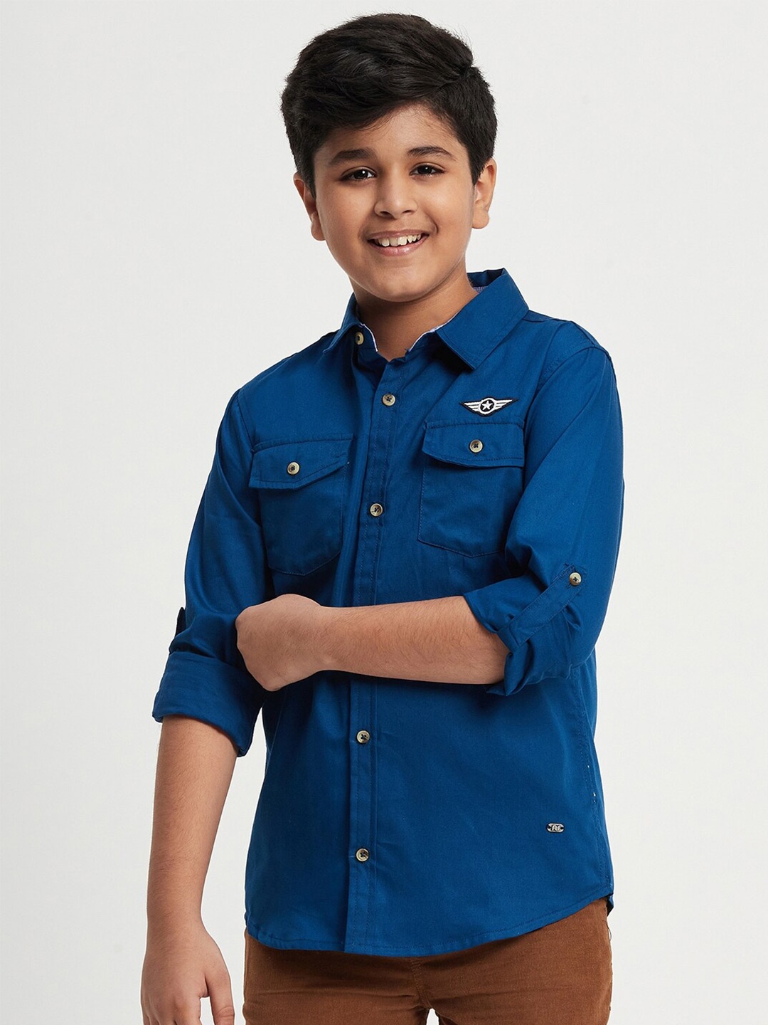 

Purple United Kids Boys Spread Collar Cotton Casual Shirt, Blue