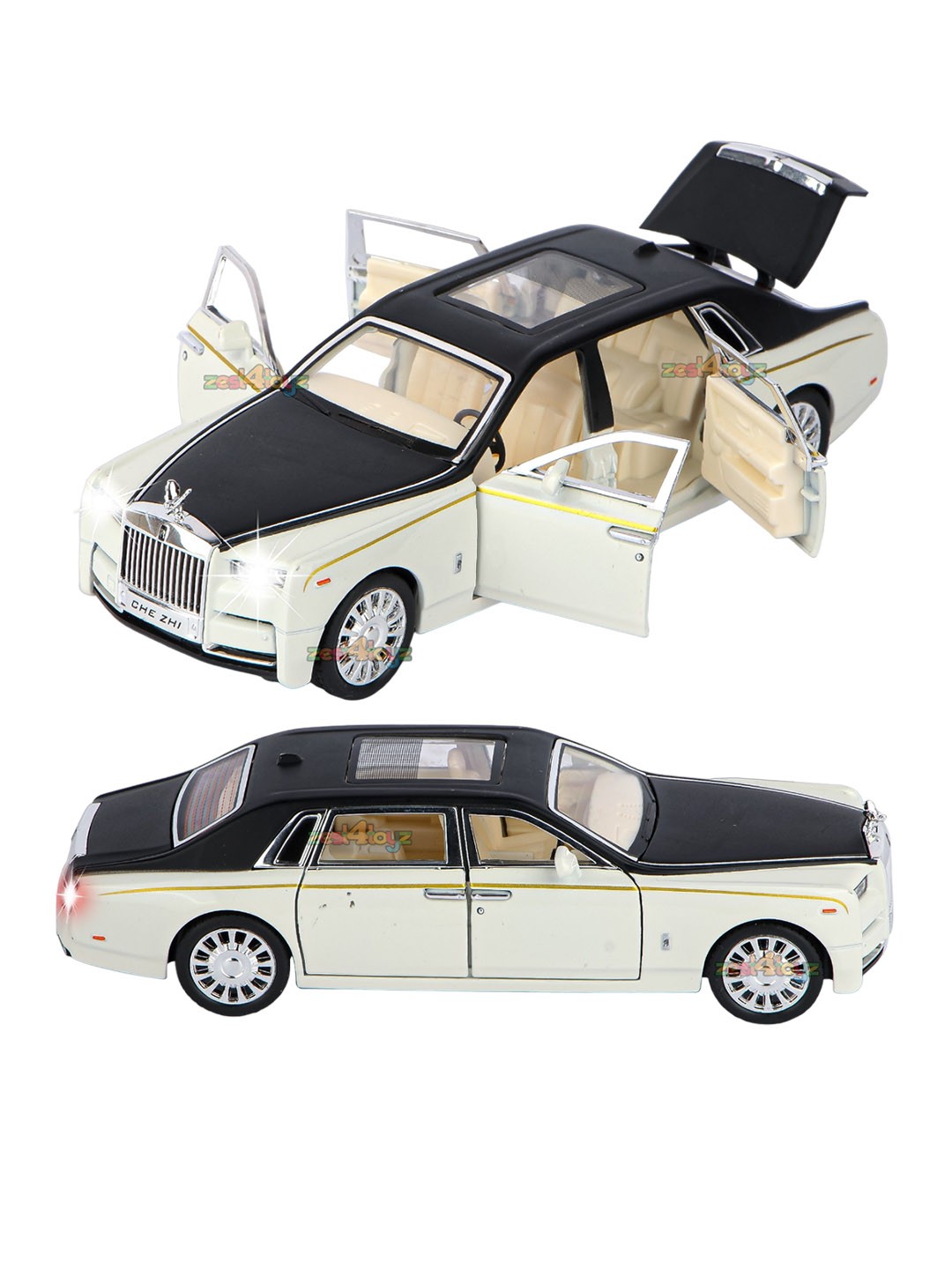 

zest 4 toyz Kids Diecast Metal Pullback Openable Doors Toy Cars, White
