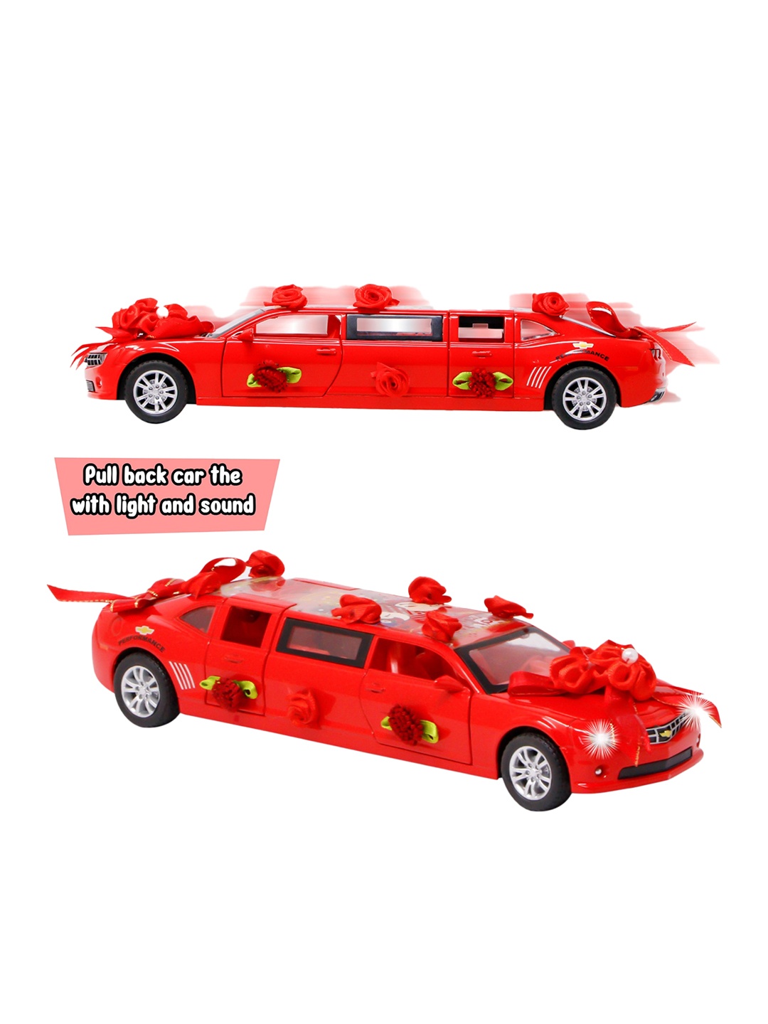 

zest 4 toyz Kids Decorated Limo Toy Pull Back Cars, Red