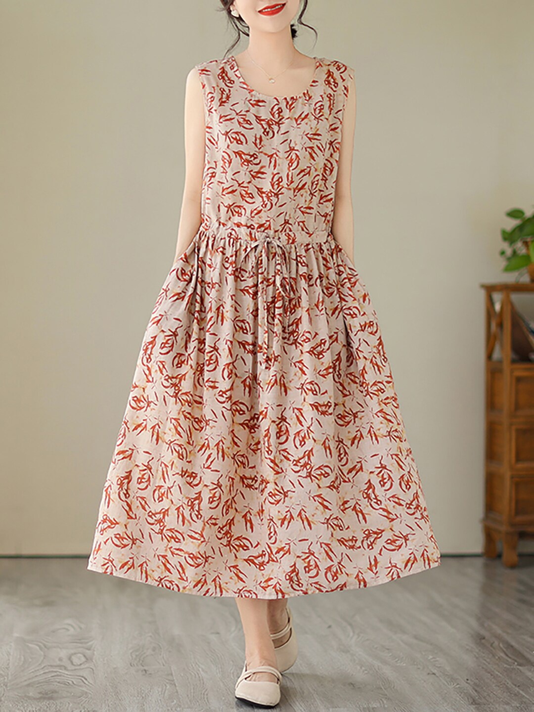 

JC Mode Abstract Printed Dress, Brown