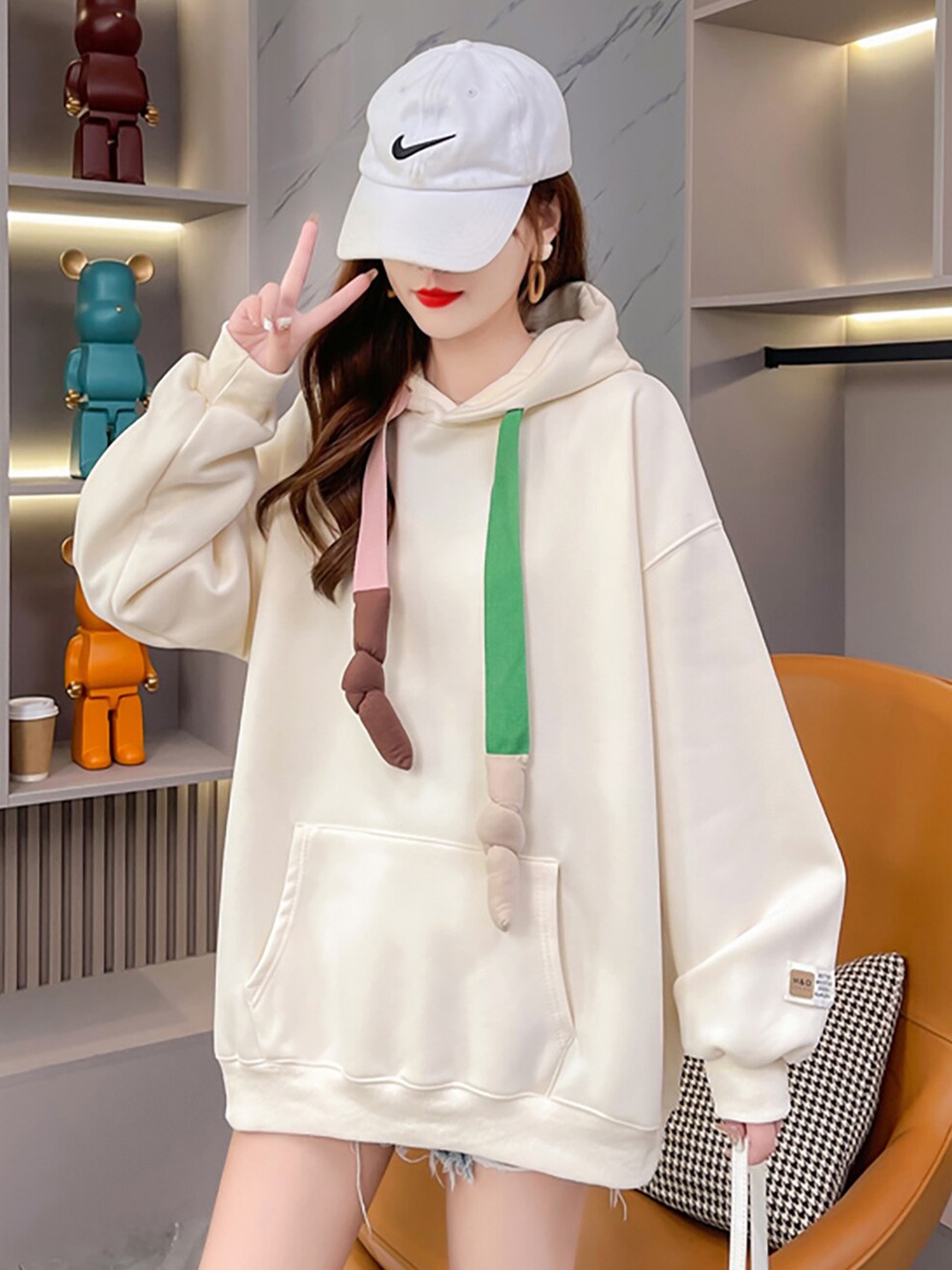 

JC Mode Hooded Pullover Sweatshirt, Beige