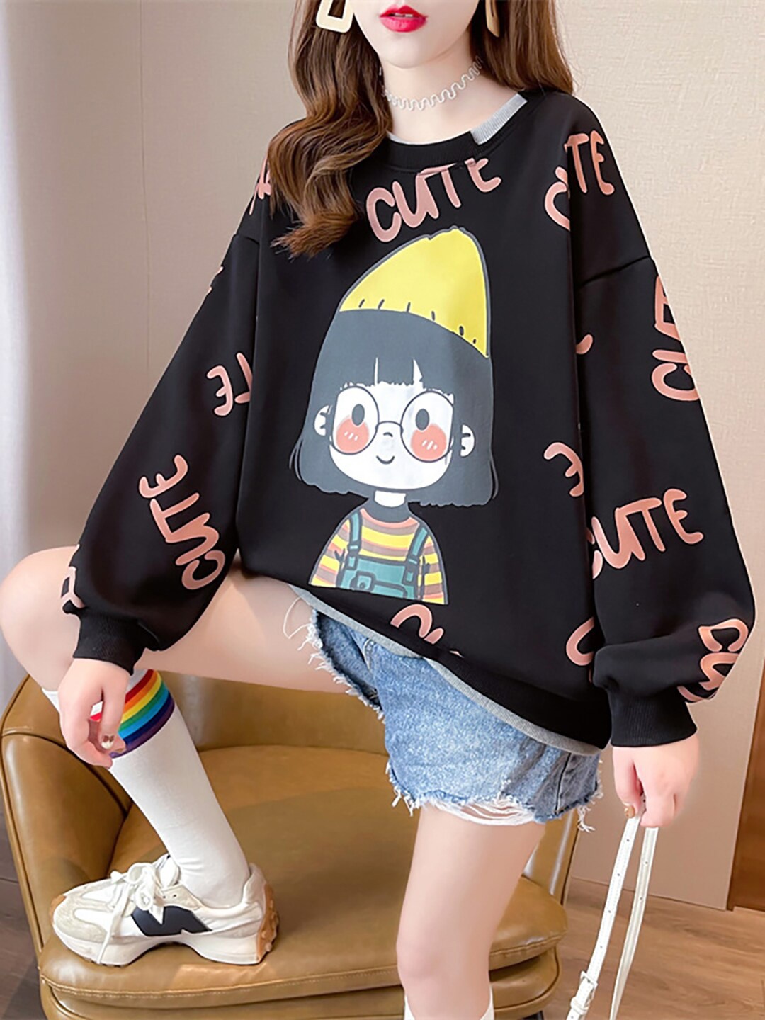 

JC Mode Typography Printed Sweatshirt, Black