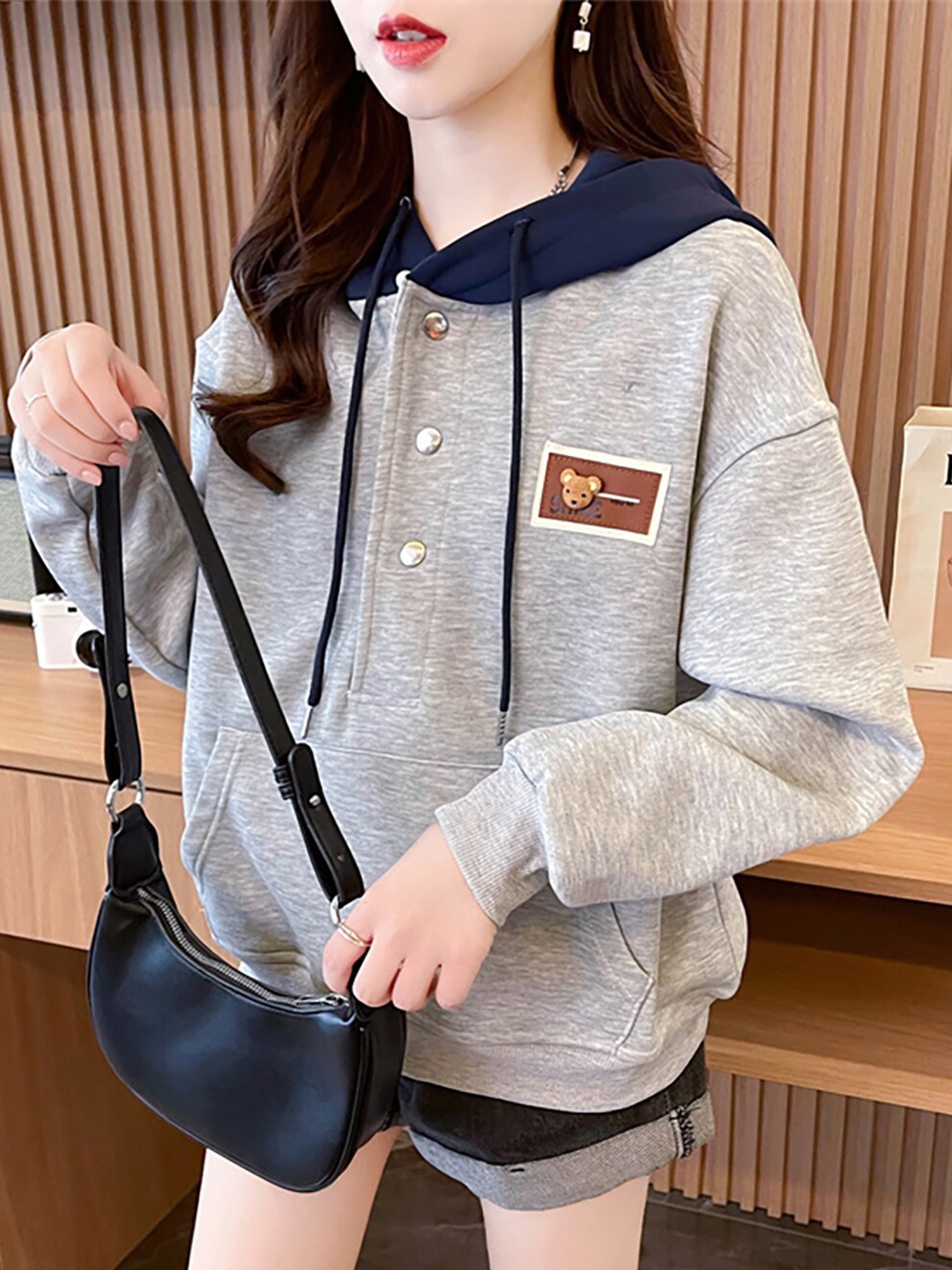 

JC Mode Hooded Pullover Sweatshirt, Grey
