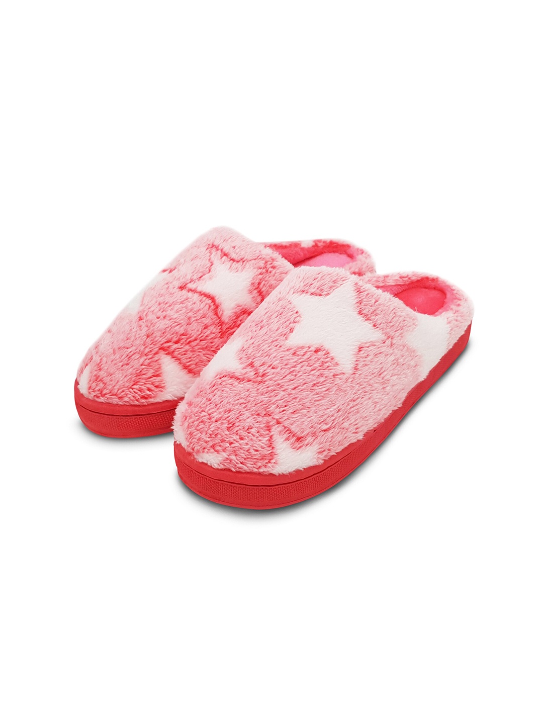 

JENNA Women Warm Winter Fur Room Slippers, Red