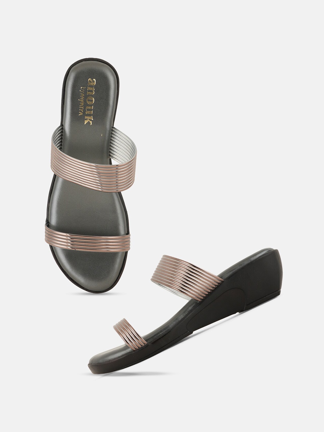 

Anouk Fashion Embellished Round Toe Wedges, Copper