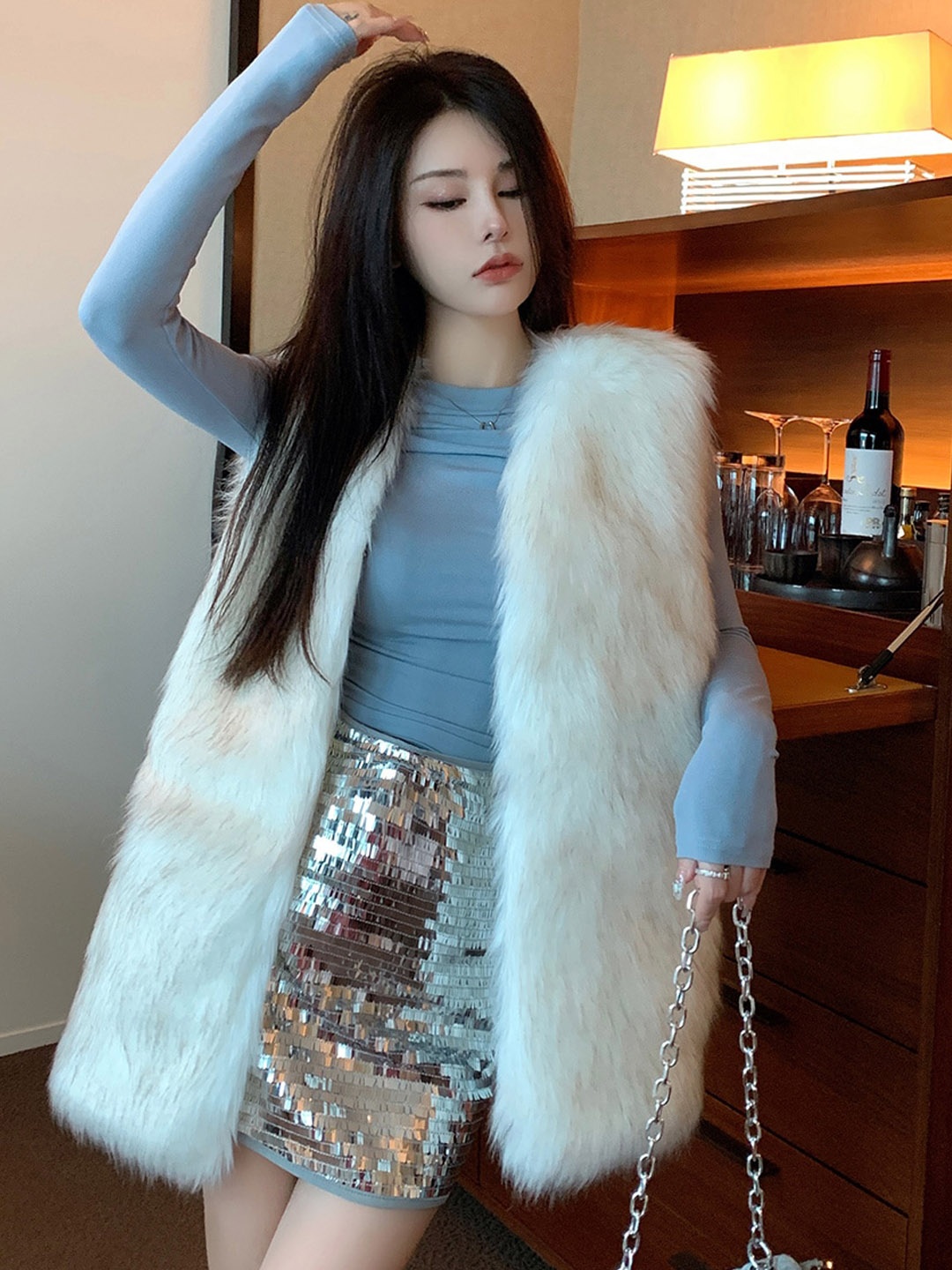 

JC Mode Self Design Front Open Sweater, White