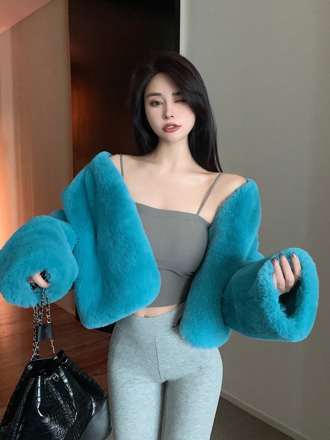 

JC Mode Self Design Front Open Sweater, Blue