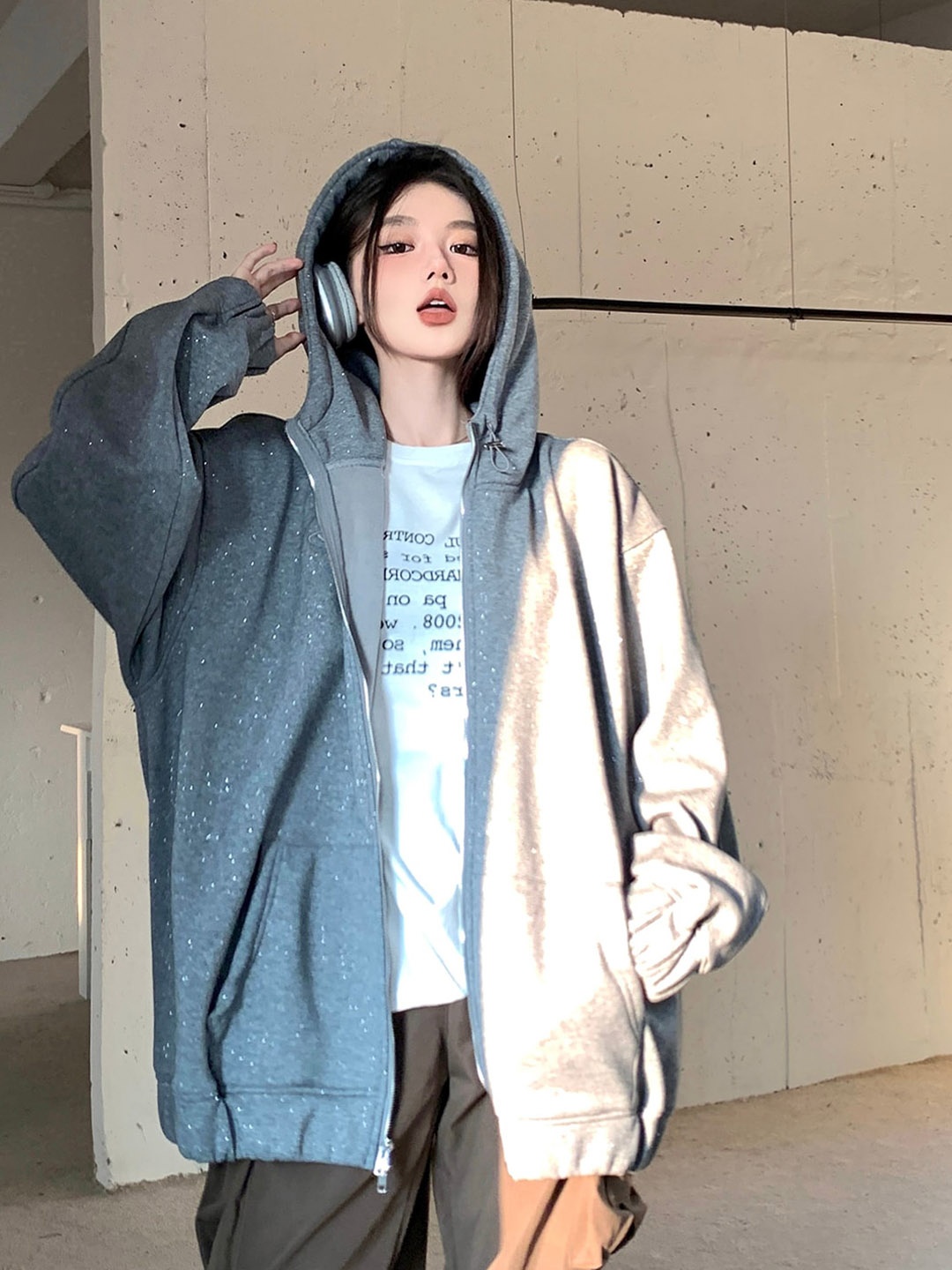 

JC Mode Hooded Cardigan Sweater, Grey