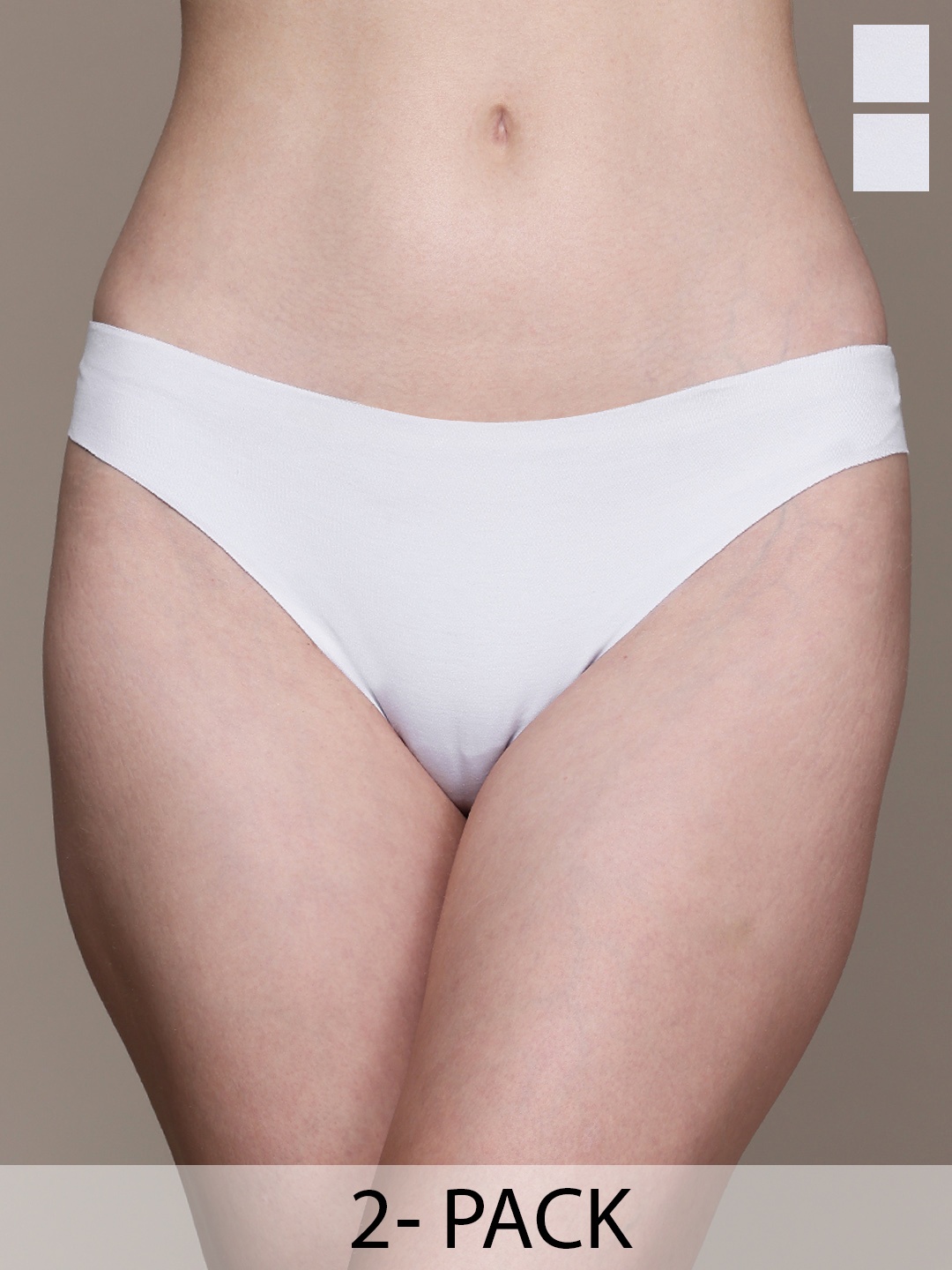 

women'secret Pack of 2 Mid Rise Cotton Hipster Briefs-7683083-99, White