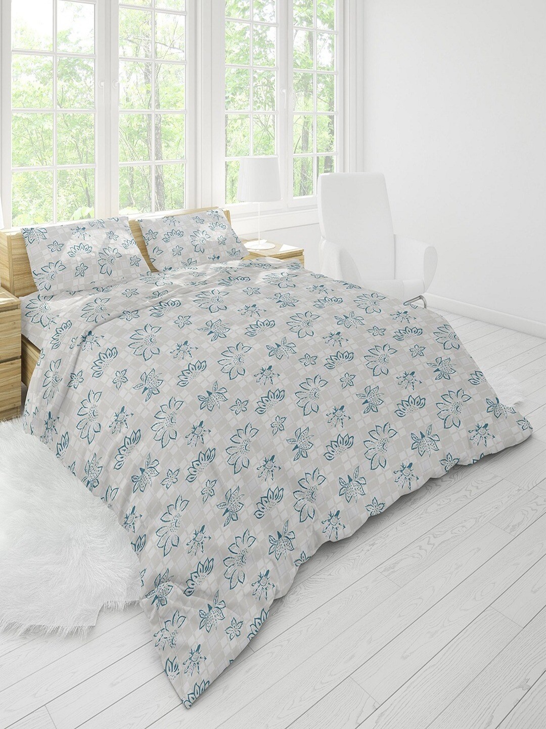 

Himeya Green & White Floral Cotton Mild Winter Single Bed Quilt
