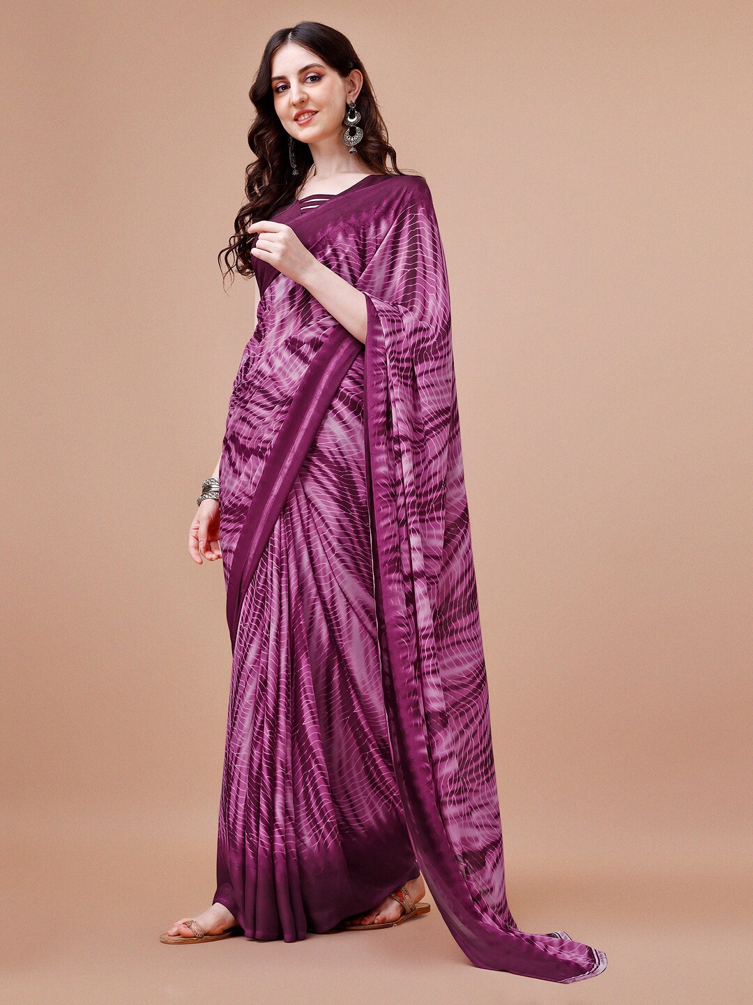 

Sangria Purple Abstract Printed Saree