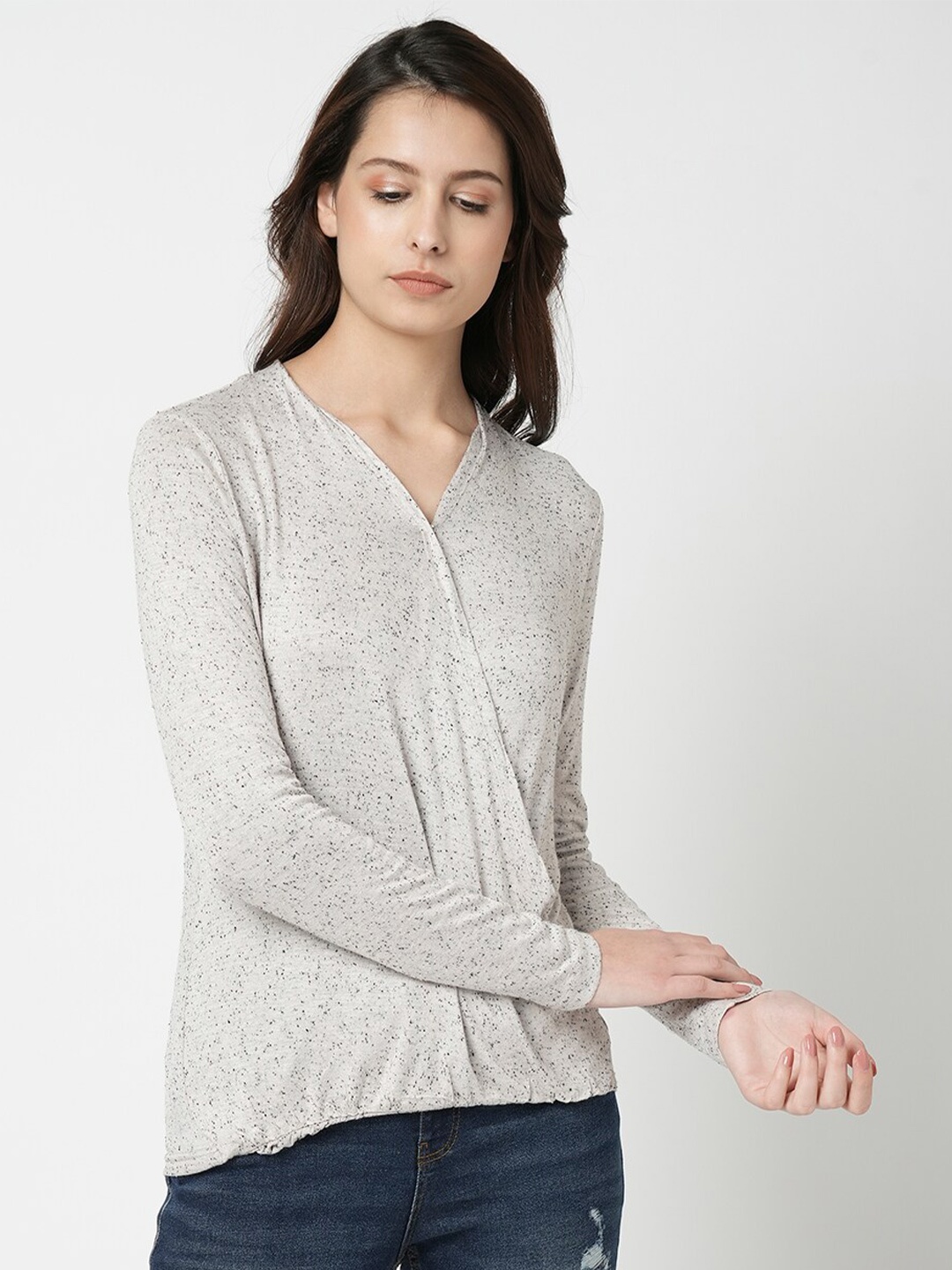 

Vero Moda V-Neck Long Sleeves Top, Grey