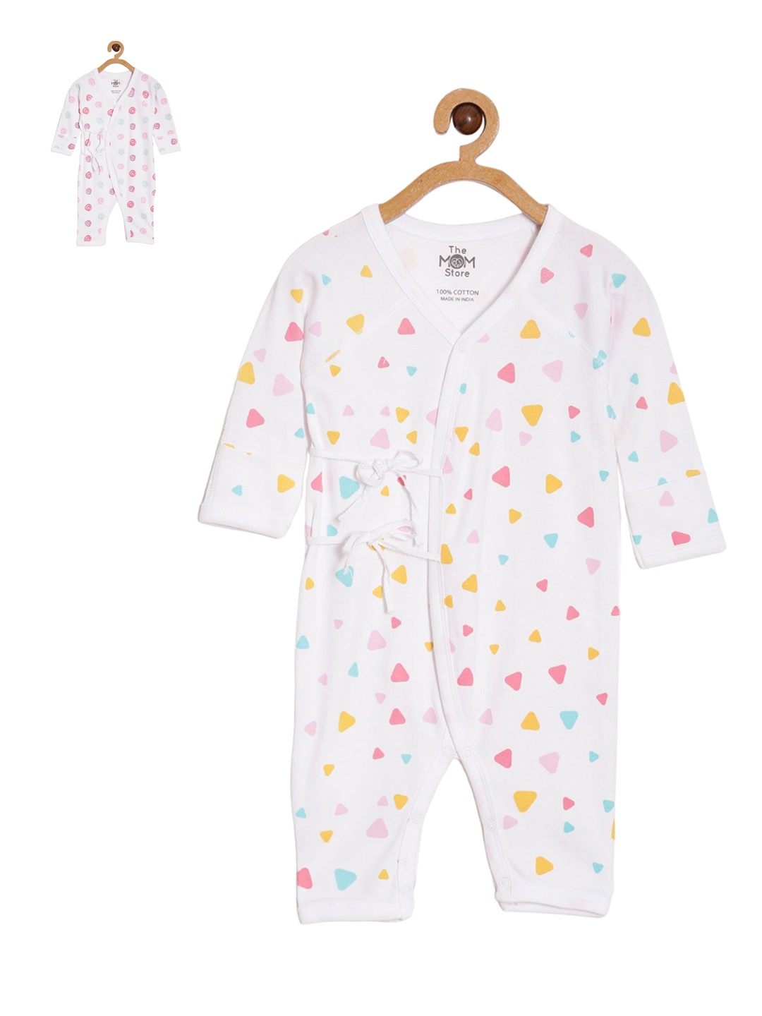 

The Mom Store Infants Kids Pack Of 2 Printed Cotton Rompers, White