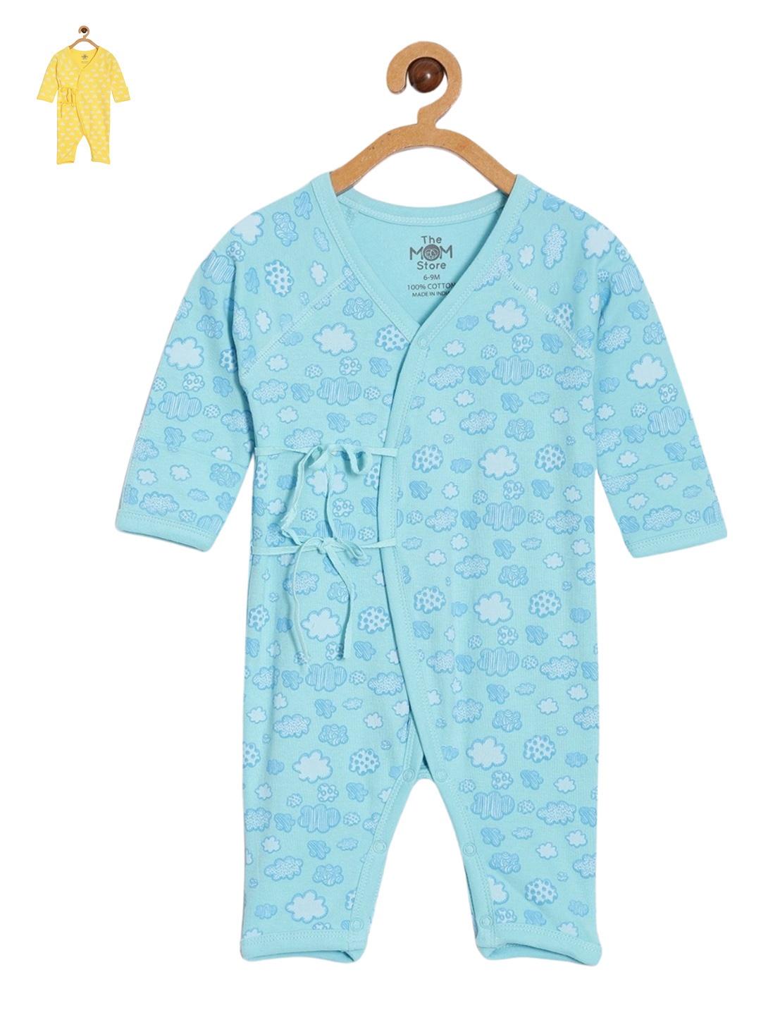 

The Mom Store Infants Kids Pack Of 2 Printed Cotton Rompers, Blue