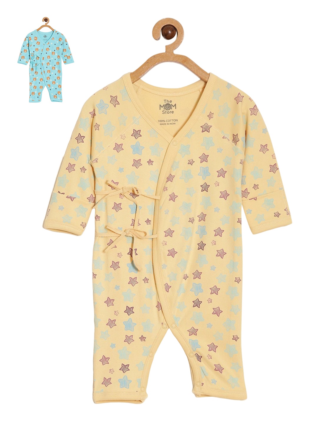 

The Mom Store Infants Kids Pack Of 2 Printed Cotton Rompers, Beige