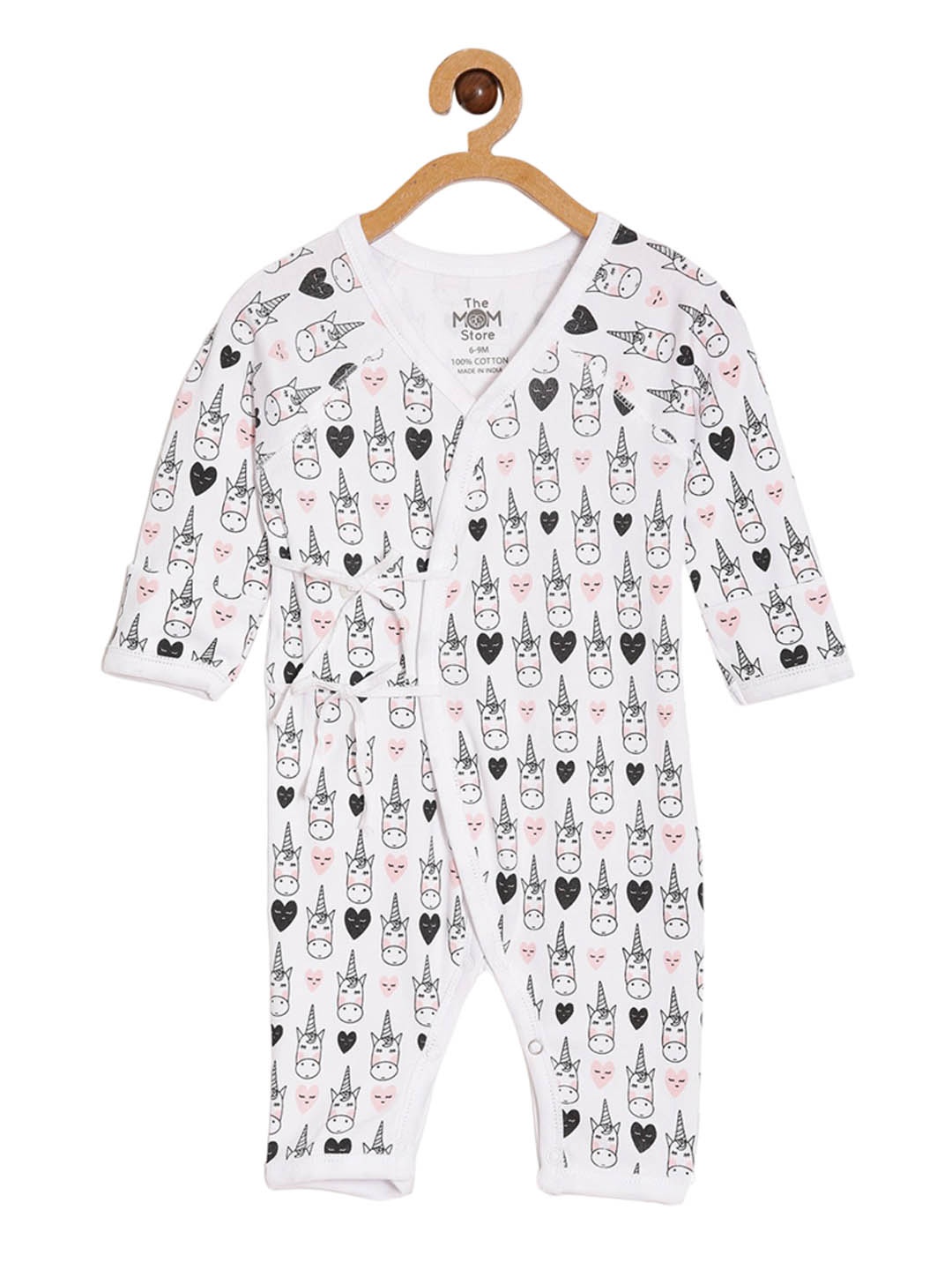 

The Mom Store Infants Kids Conversational Printed Cotton Rompers, White
