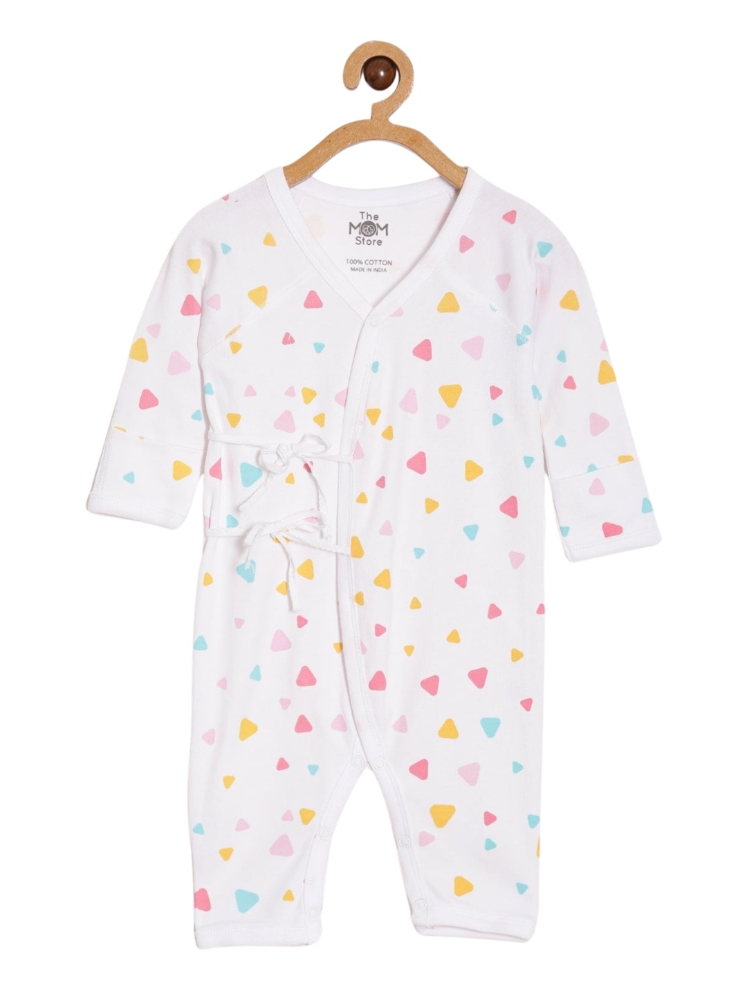

The Mom Store Infants Kids Conversational Printed Cotton Rompers, White