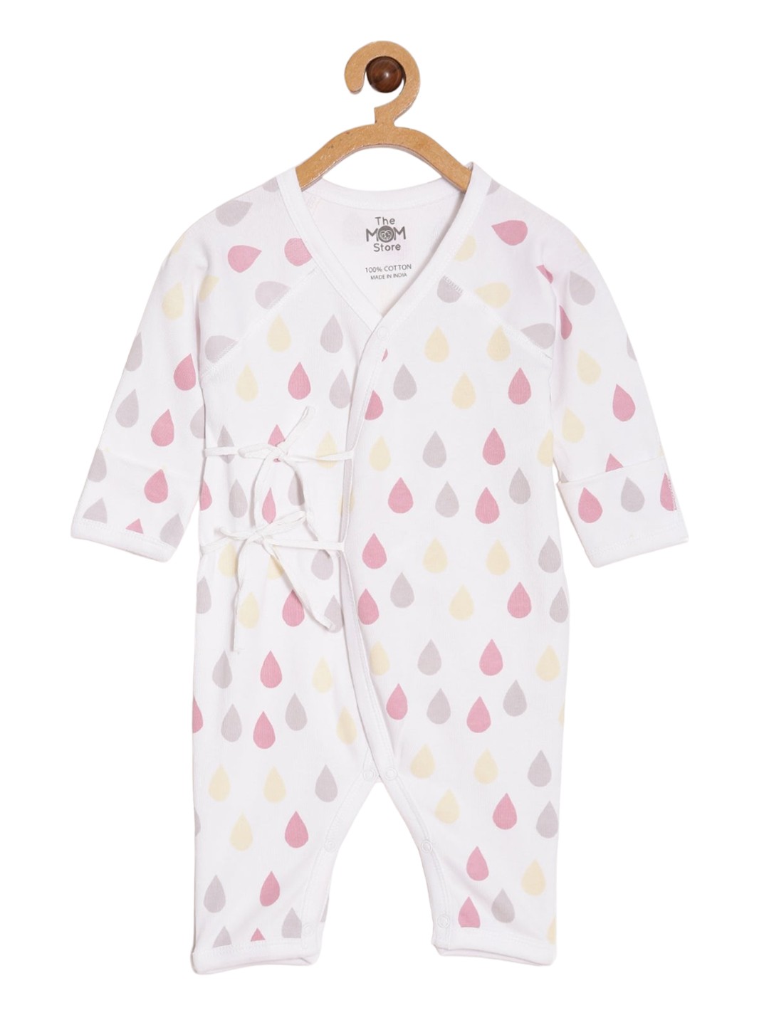 

The Mom Store Infants Kids Conversational Printed Cotton Rompers, White