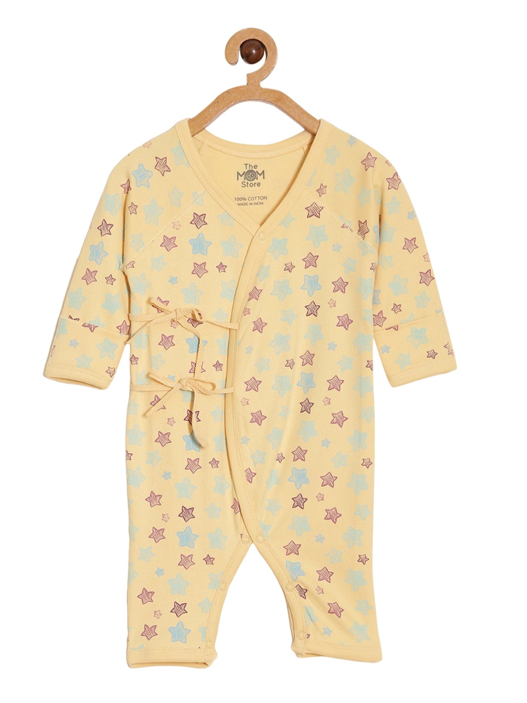 

The Mom Store Infants Kids Pack Of 3 Printed Cotton Rompers, Beige