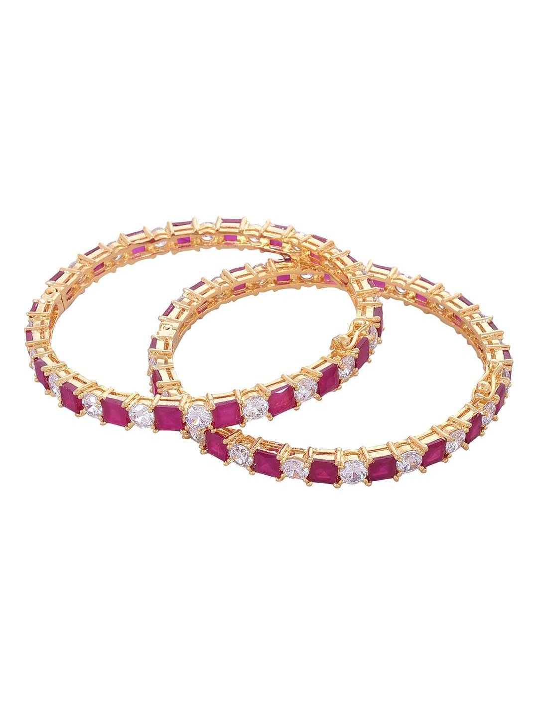 

RATNAVALI JEWELS Set Of 2 Gold-Plated AD Studded Bangles