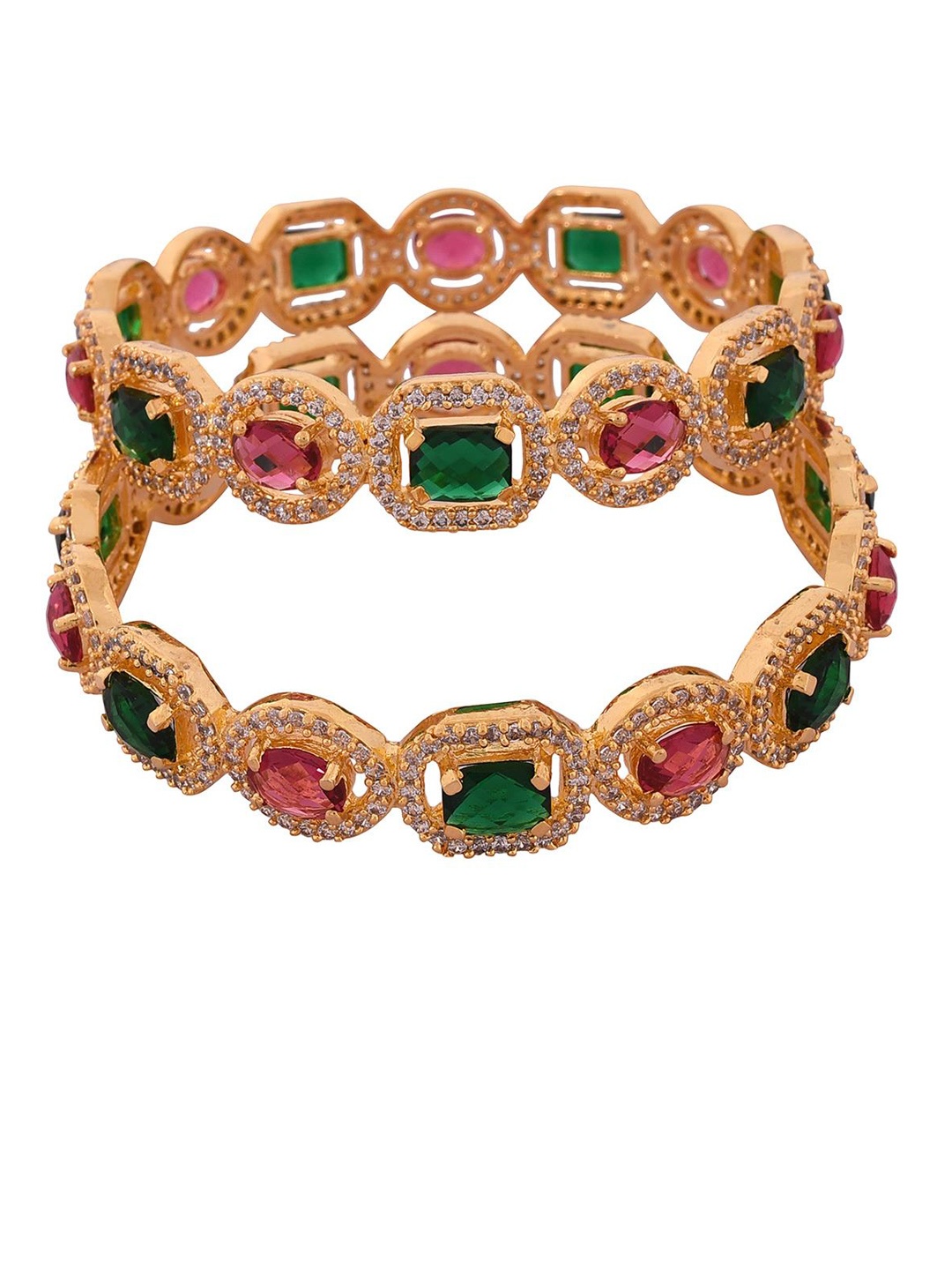

RATNAVALI JEWELS Set Of 2 Gold-Plated AD Studded Bangles