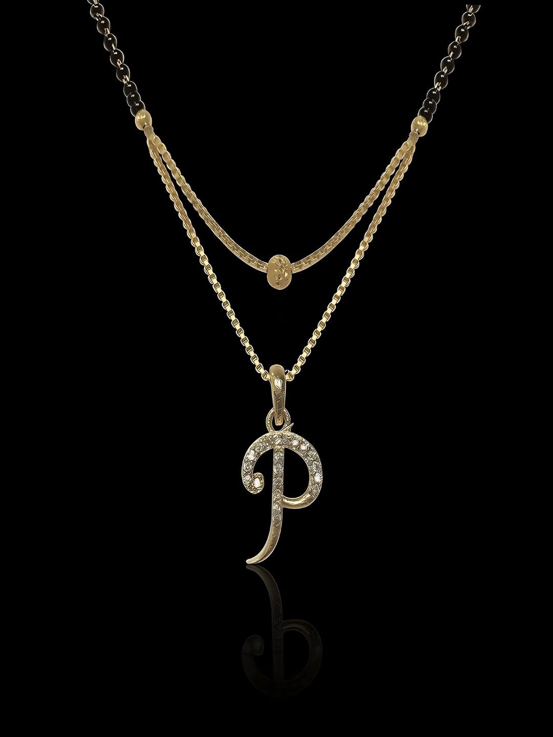

ANNA CREATIONS Gold Plated Stone Studded & Beaded Mangalsutra