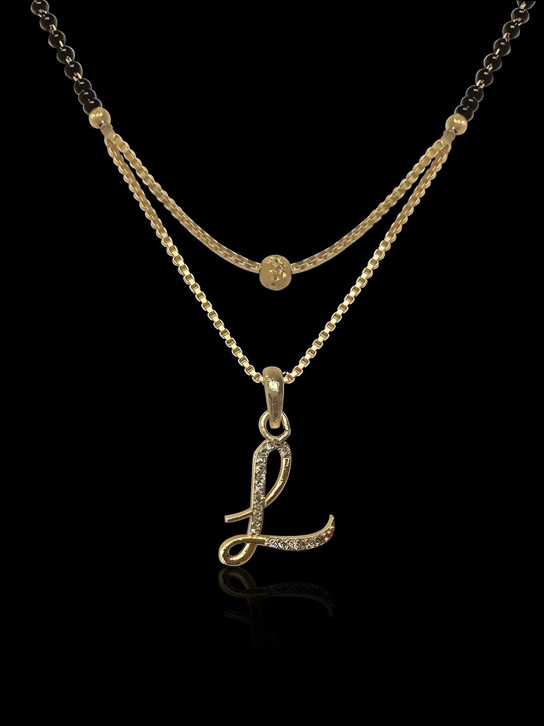 

ANNA CREATIONS Gold Plated Stone Studded & Beaded Mangalsutra