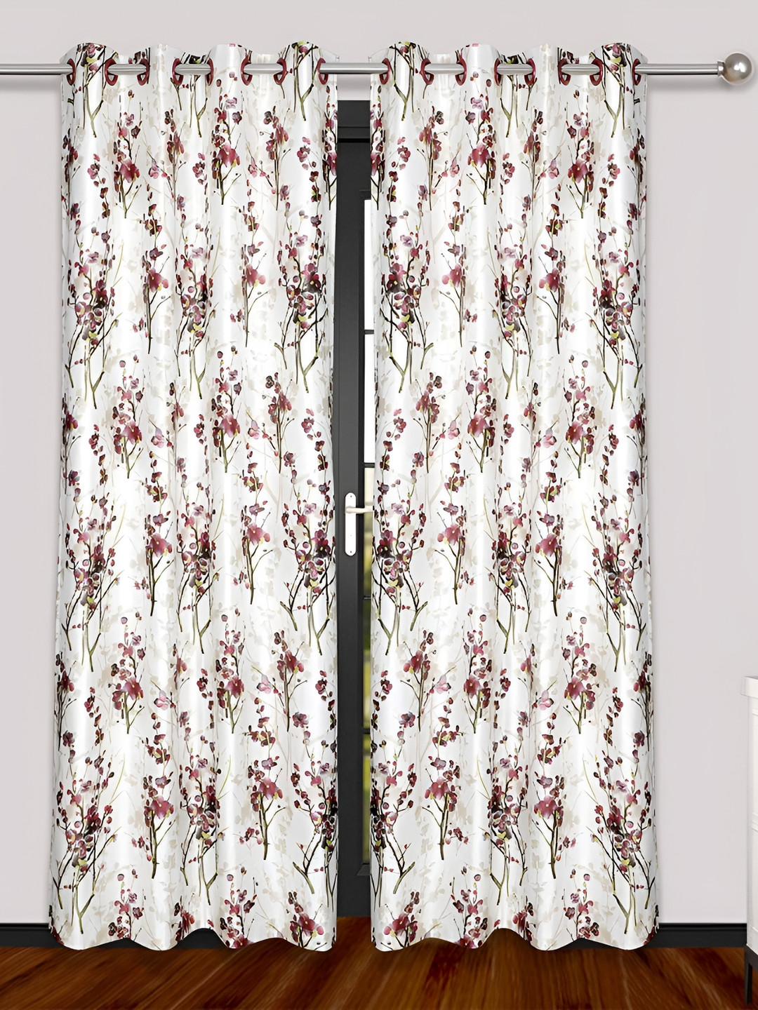 

Yes Cart Home Maroon 2 Pieces Floral Room Darkening Door Curtains