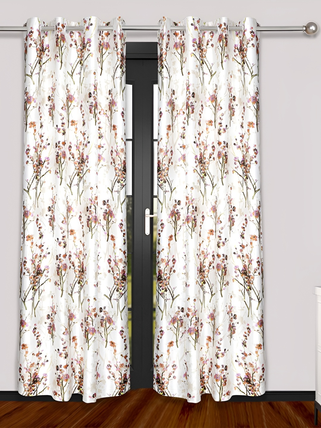 

Yes Cart Home White 2 Pieces Floral Room Darkening Door Curtains