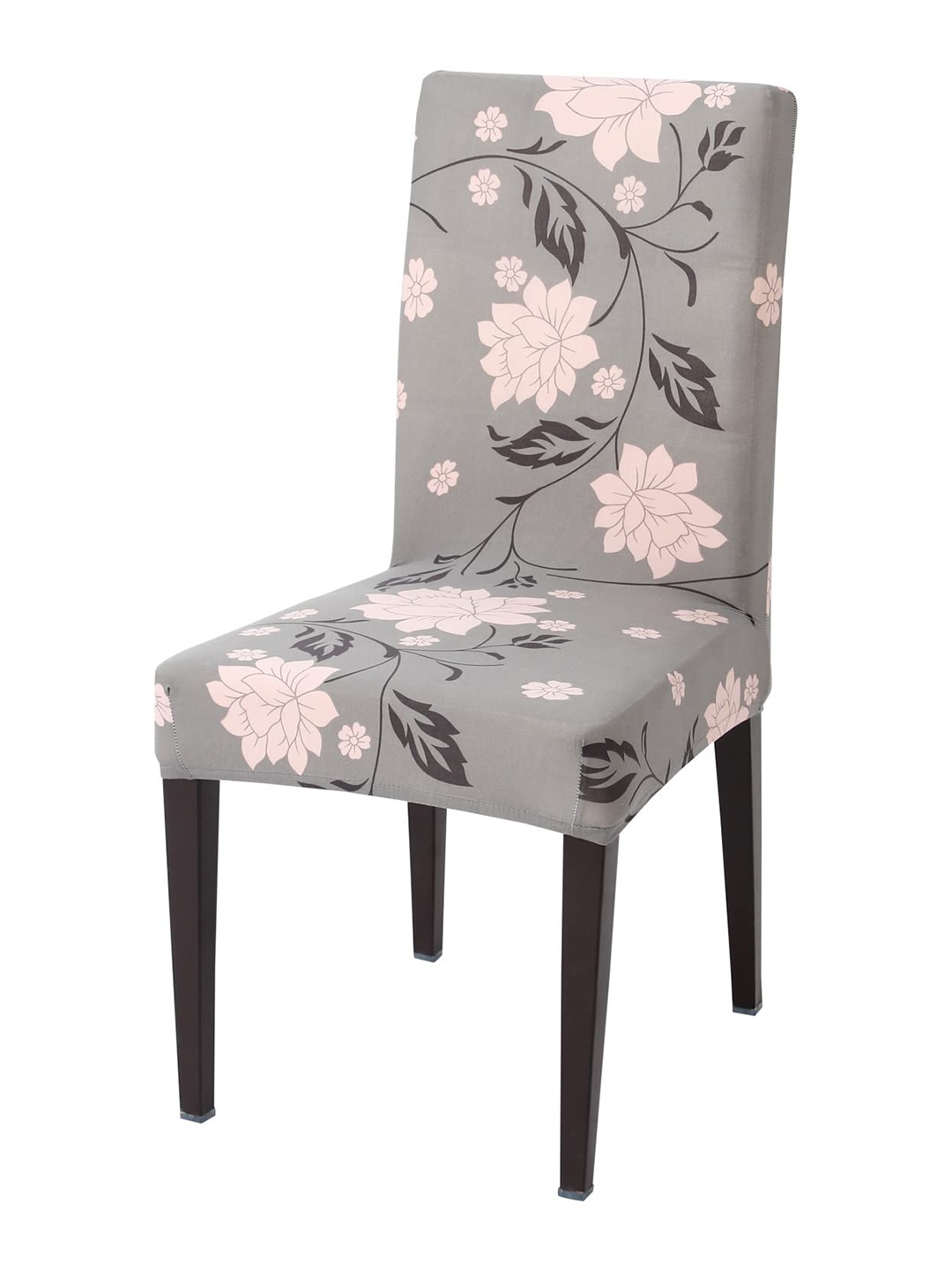 

HOKIPO Grey & Pink Printed Stretchable Chair Cover