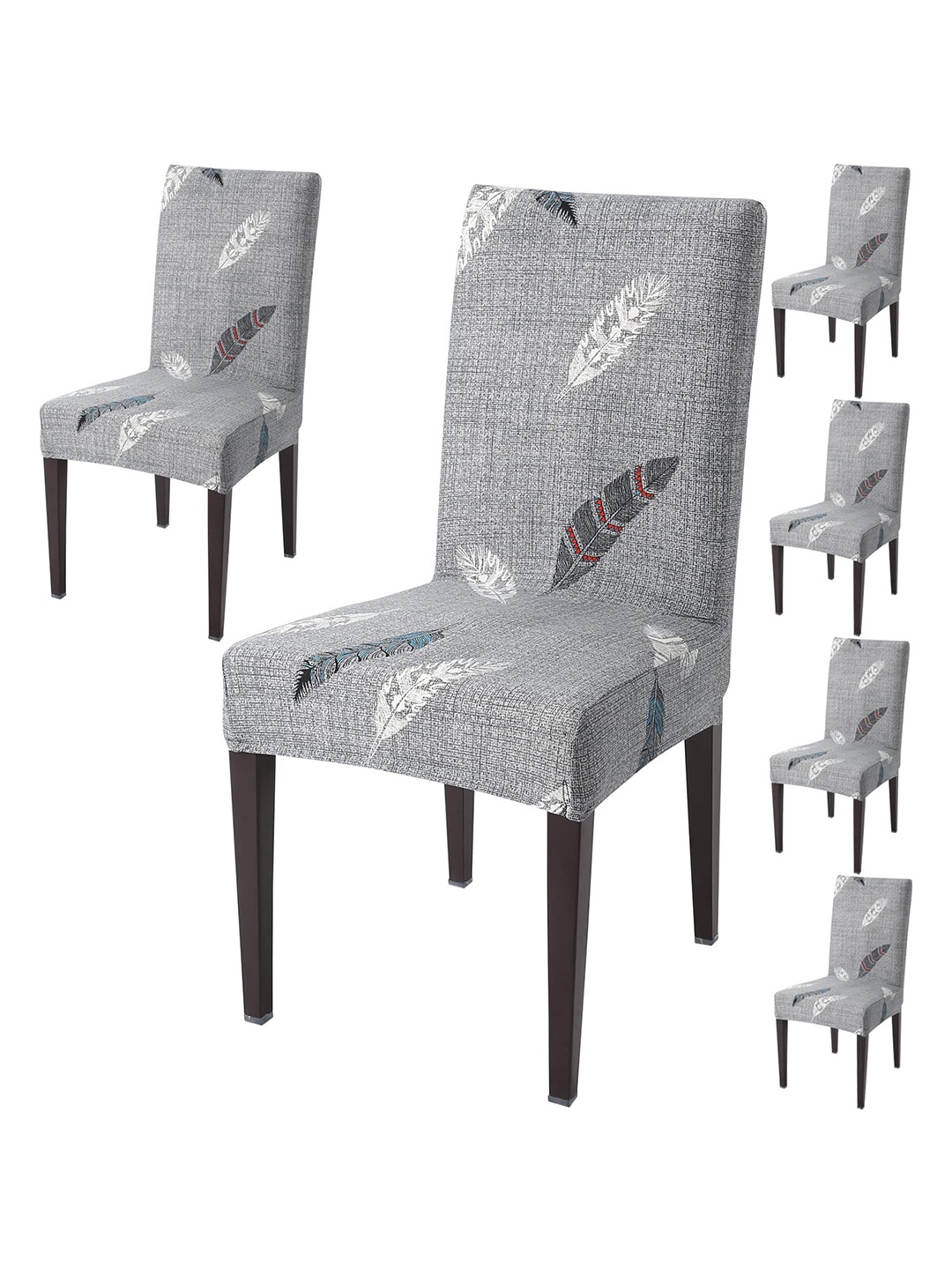 

HOKIPO Grey & White 6 Pieces Printed Chair Covers