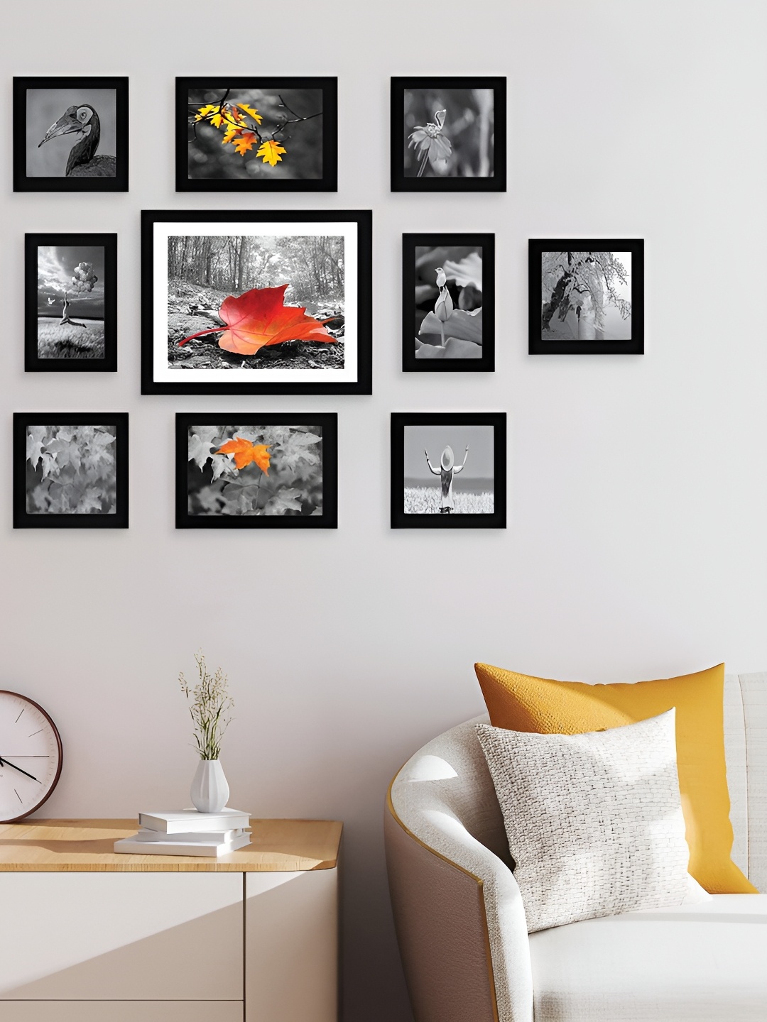 

Stuthi Arts Black 11 Pieces Wooden Wall Photo Frames Set