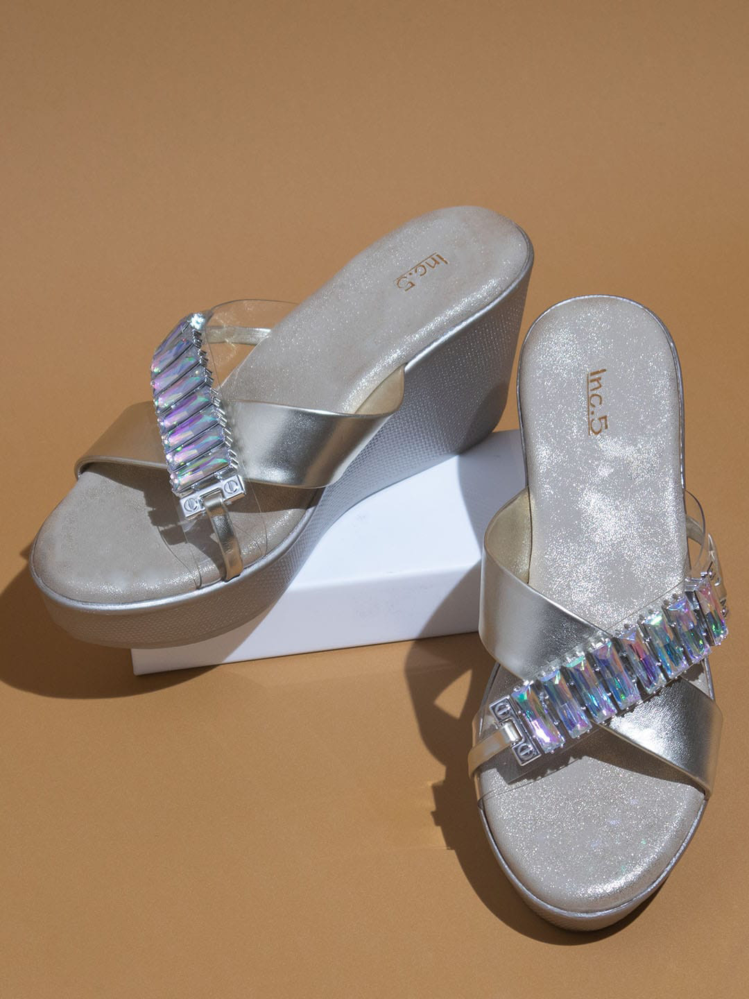 

Inc 5 Embellished Wedge Heels, Gold