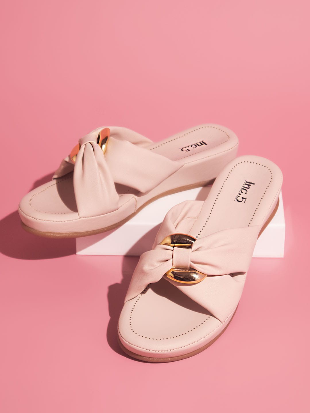 

Inc 5 Textured Open Toe Comfort Heels, Cream
