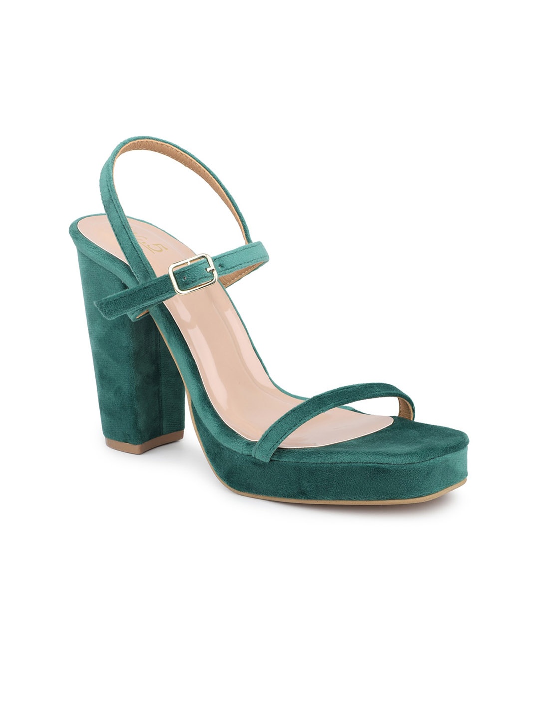 

Inc 5 Square Toe Velvet Block Heels, Green