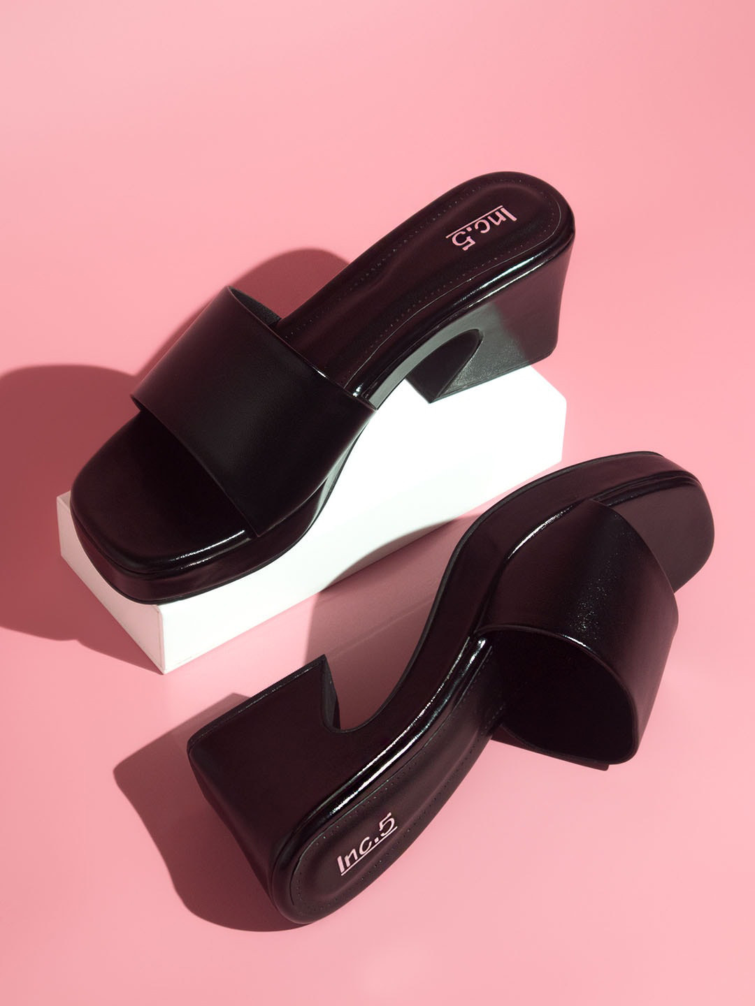 

Inc 5 Open Toe Platform Heels, Black