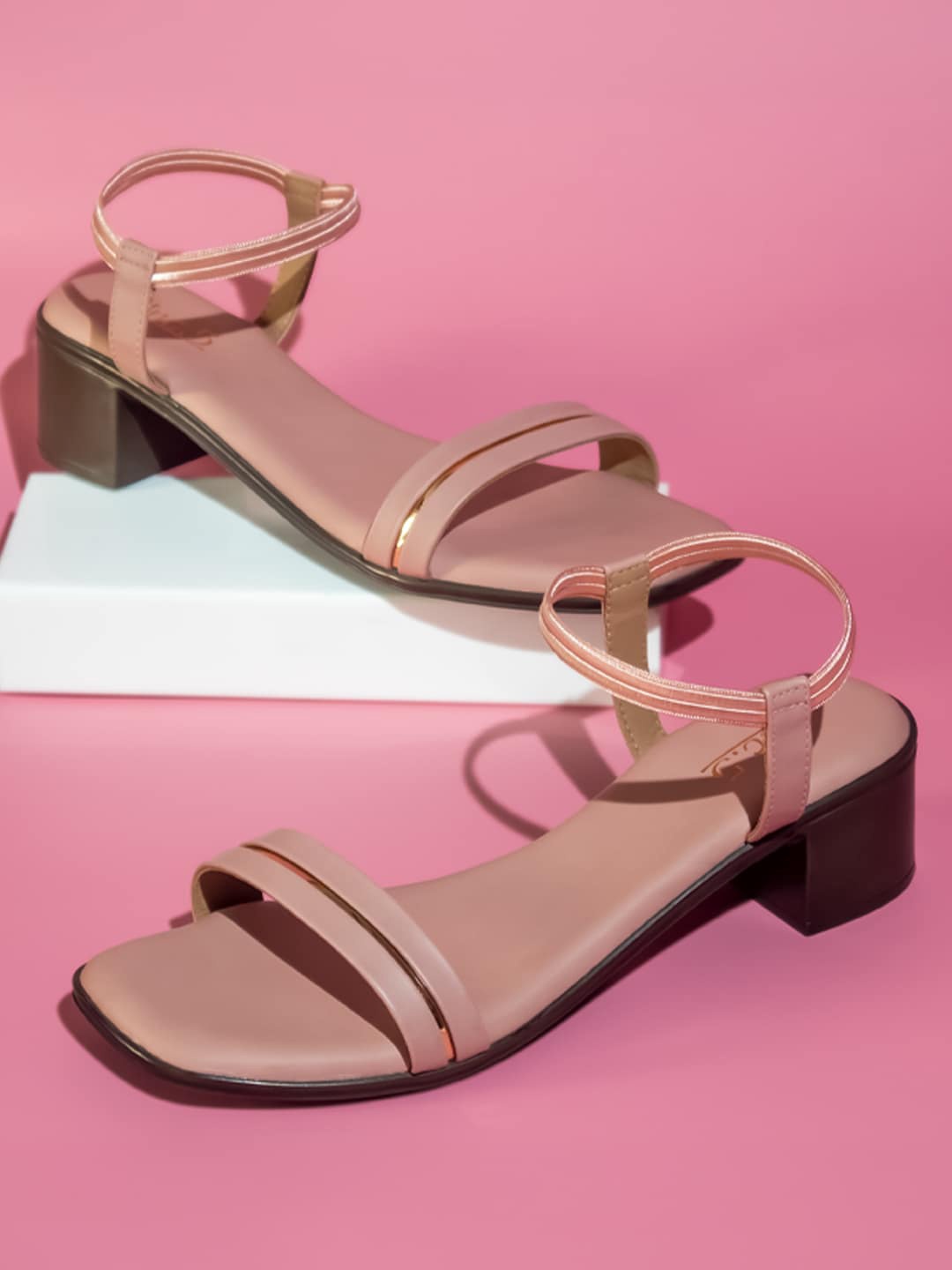

Inc 5 Textured Block Heels With Backstrap, Peach