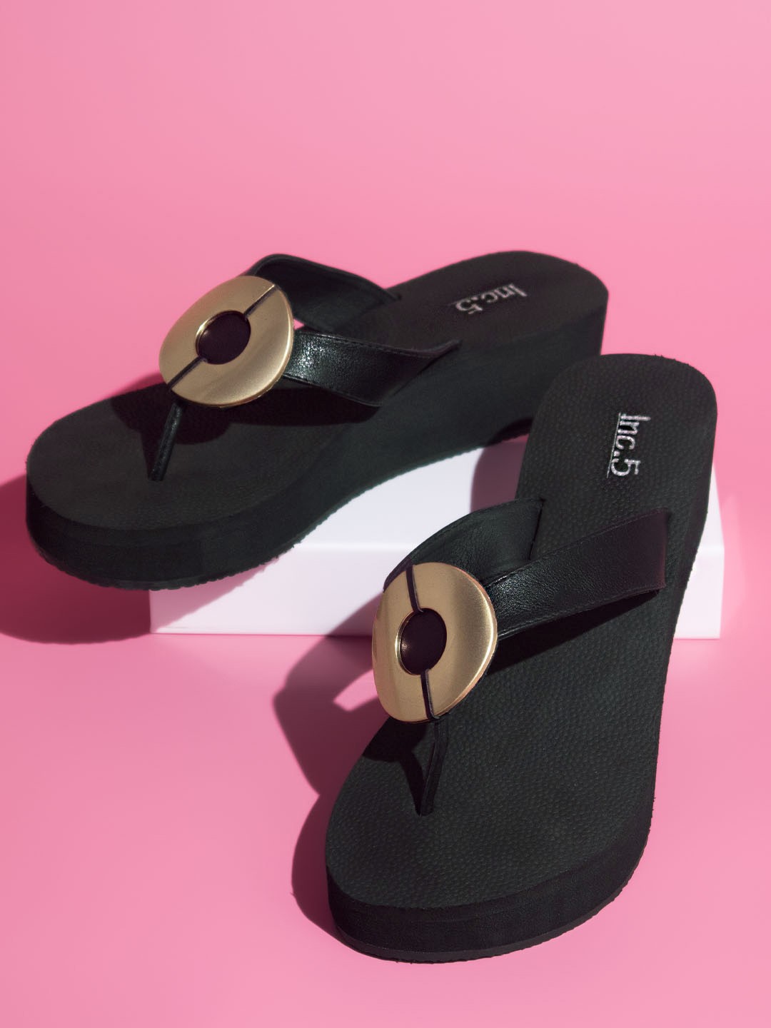 

Inc 5 Open Toe Wedge Heels, Black